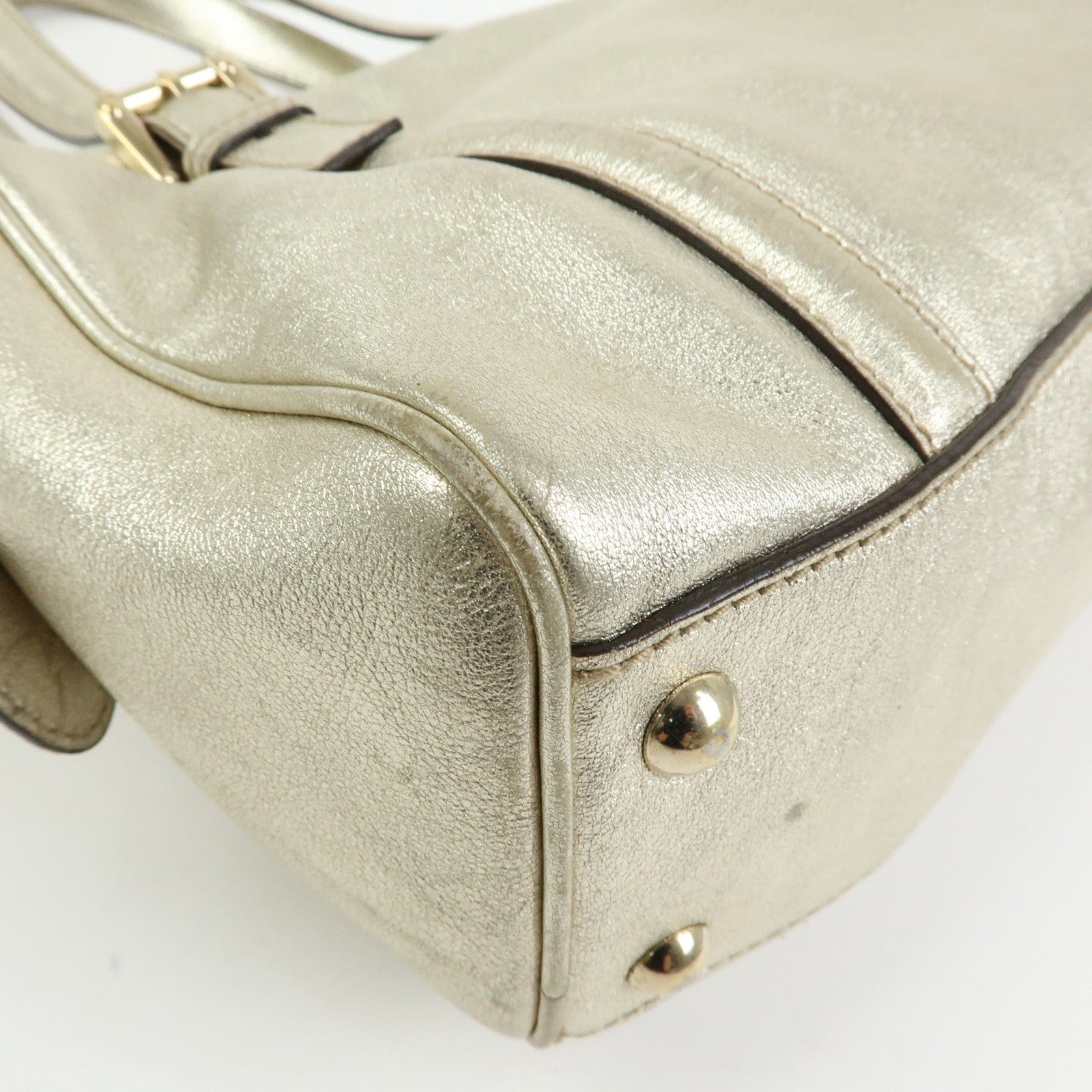 GUCCI Interlocking G Leather Mini Boston Bag Champagne Gold 170009