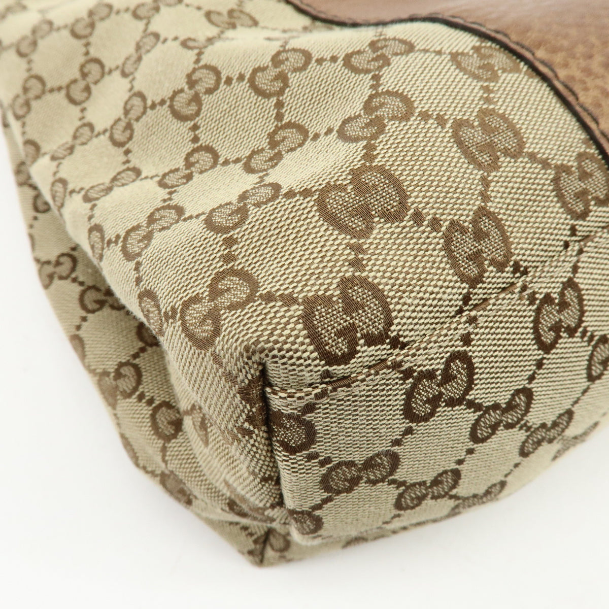 GUCCI Bamboo GG Canvas Leather Tote Bag Hand Bag Beige Brown 232947