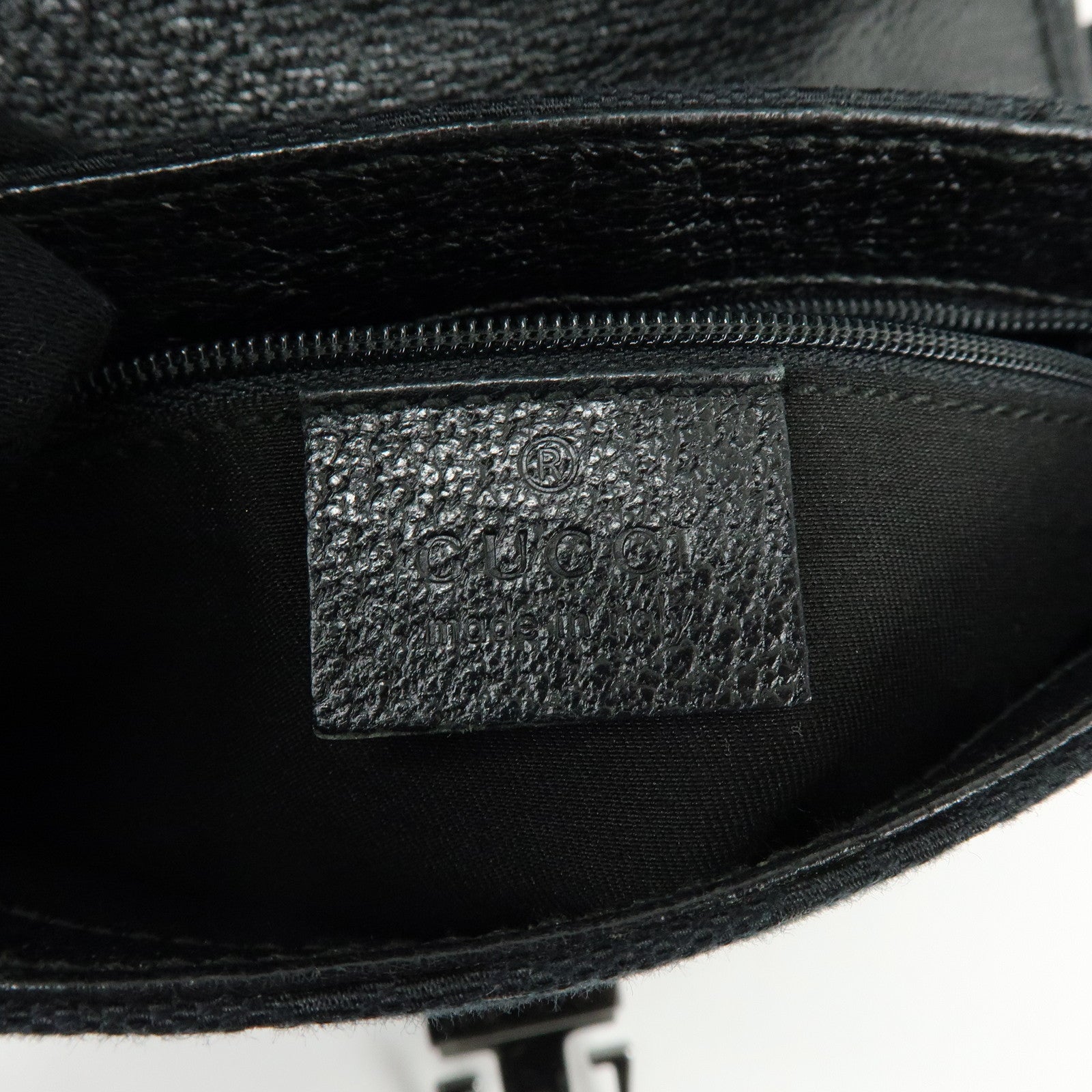 GUCCI GG Canvas Leather Waist Pouch Body Bag Black 131236