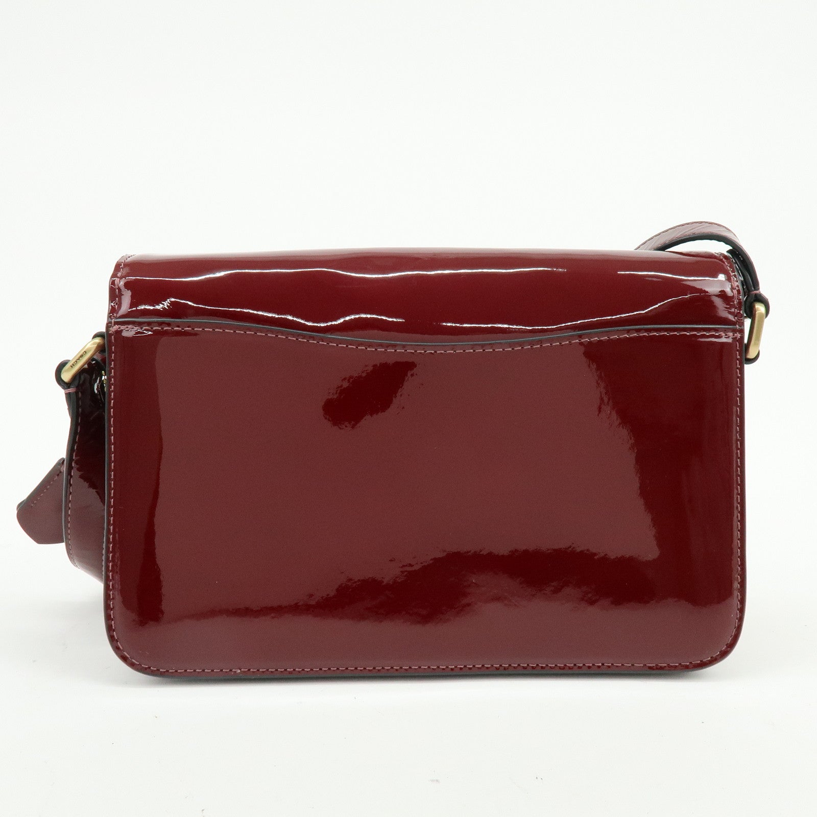 COACH Studio Signature C Patent Leather Shoulder Bag Bordeaux