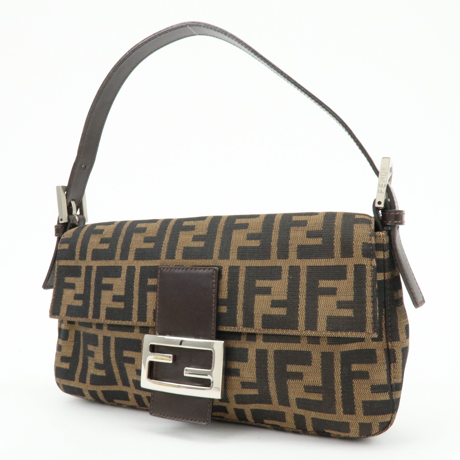 FENDI Mamma Baguette Zucca Canvas Leather Hand Bag Shoulder Bag 26424