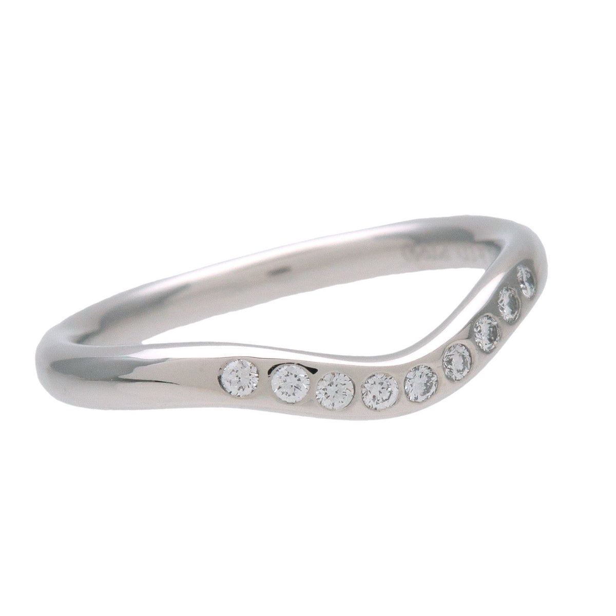 Tiffany & Co Curved Band 9P Diamond Ring PT950 Platinum US4 EU47 HK8.5