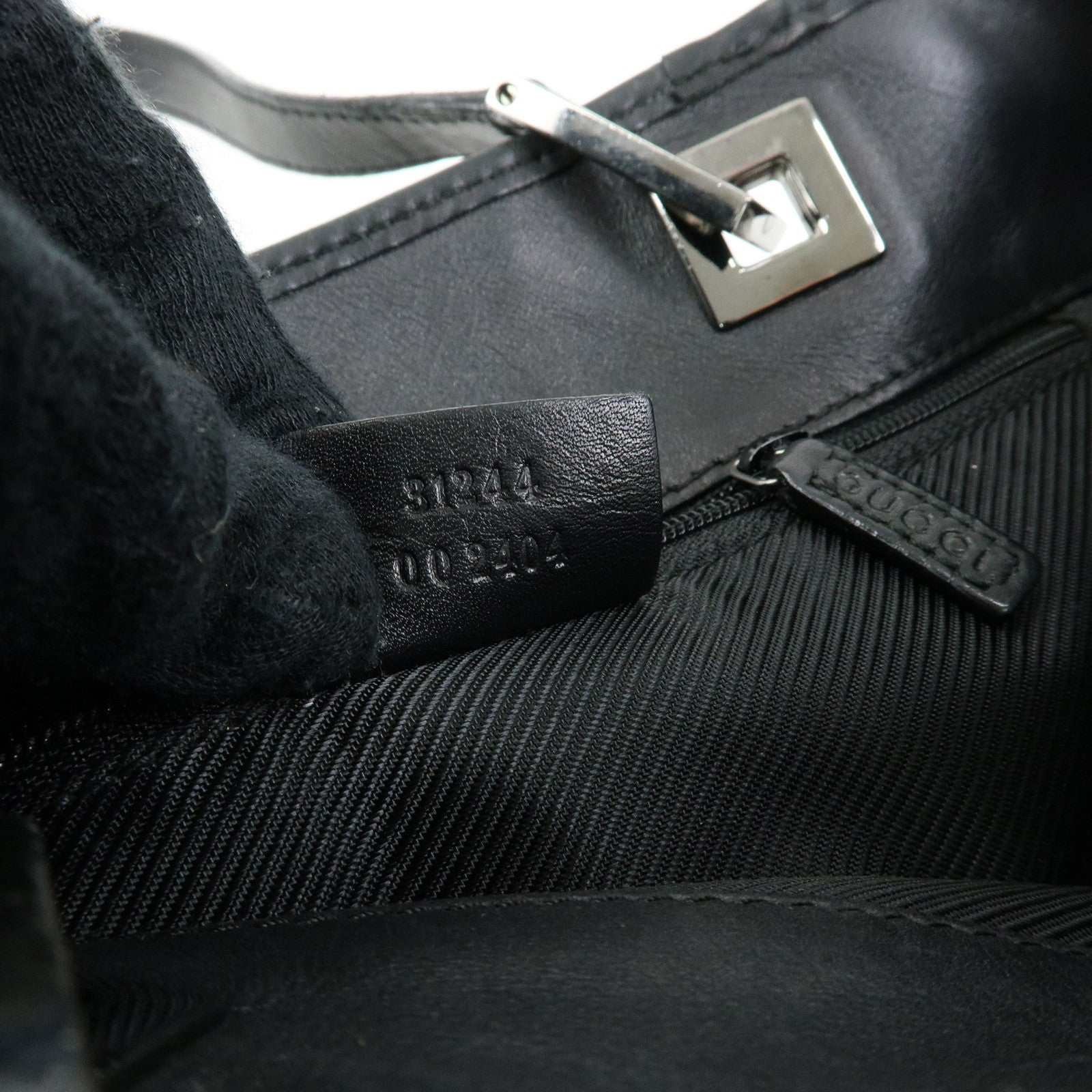GUCCI GG Canvas Leather Tote Bag Hand Bag Shoulder Bag Black 31244