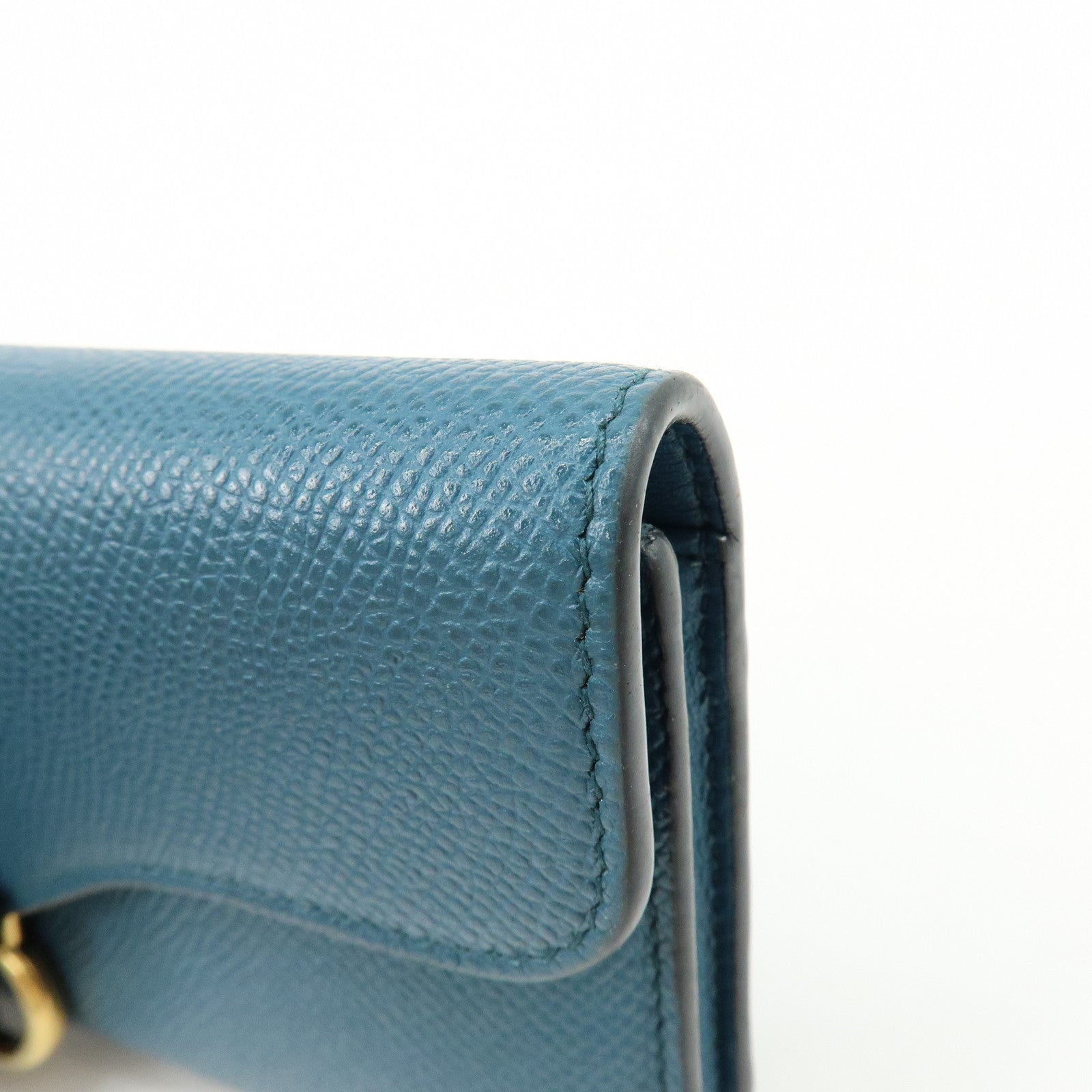 Christian Dior Saddle Leather Tri-Fold Compact Wallet Blue