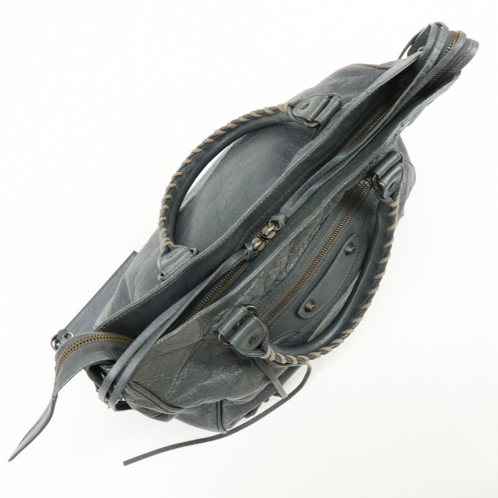 BALENCIAGA Classic Velo Leather Hand Bag Grey 235216