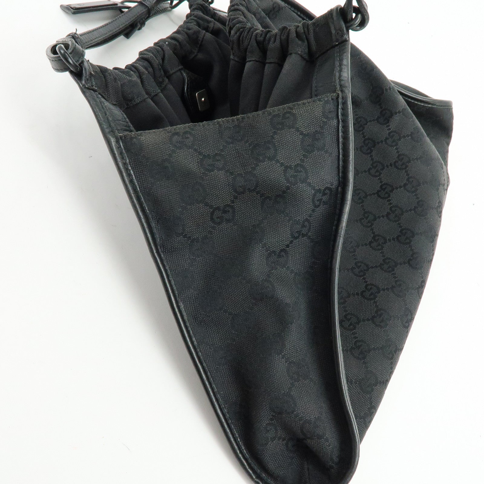 GUCCI GG Monogram Canvas Leather Tote Bag Hand Bag Black 76554
