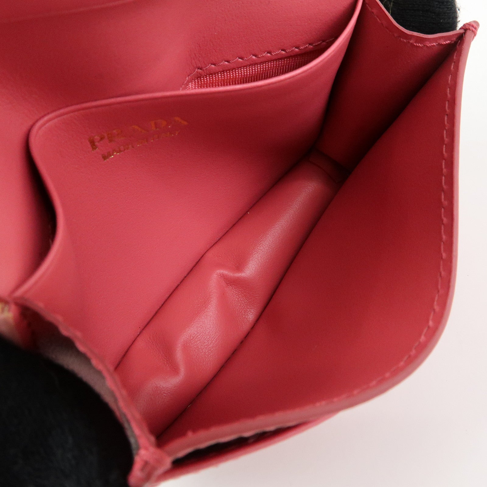 PRADA Ribbon Motif Saffiano Leather Card Case Card Holder Pink