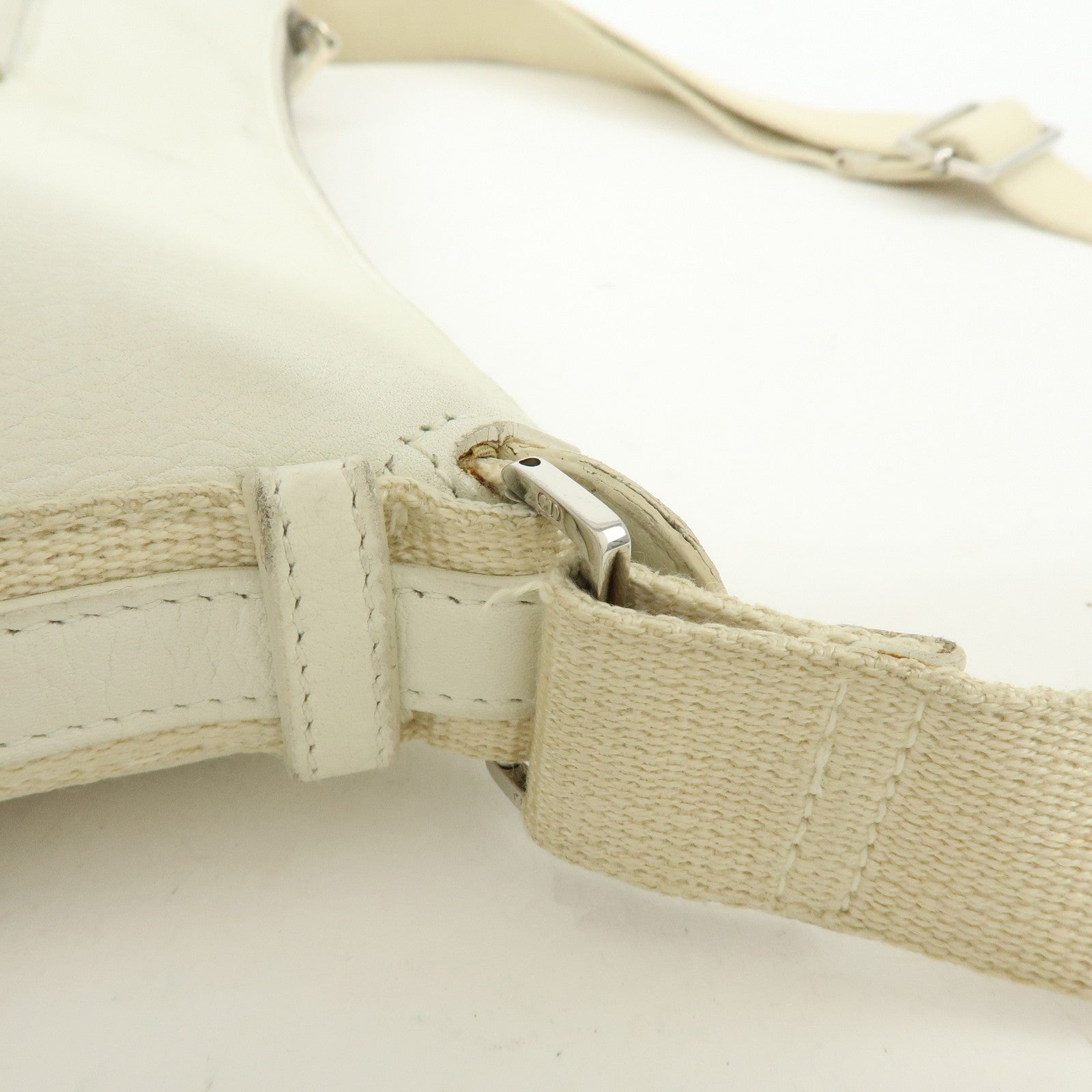 Christian Dior Street Chic Trotter Canvas Leather Shoulder Bag Beige
