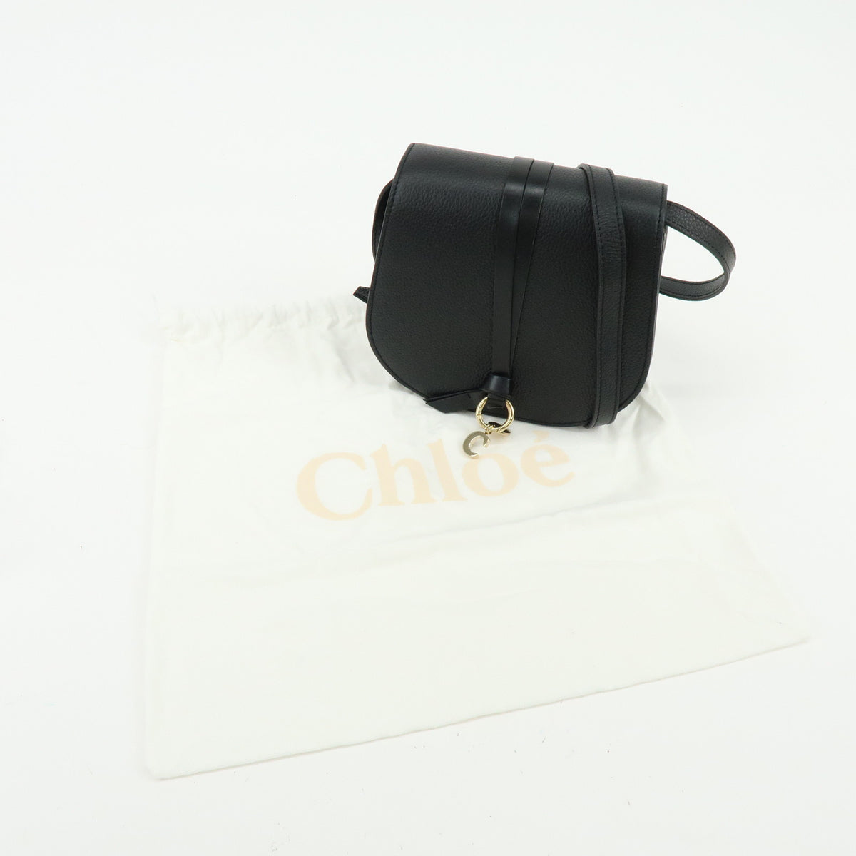 Chloe Alphabet Leather Shoulder Bag Crossbody Bag Black