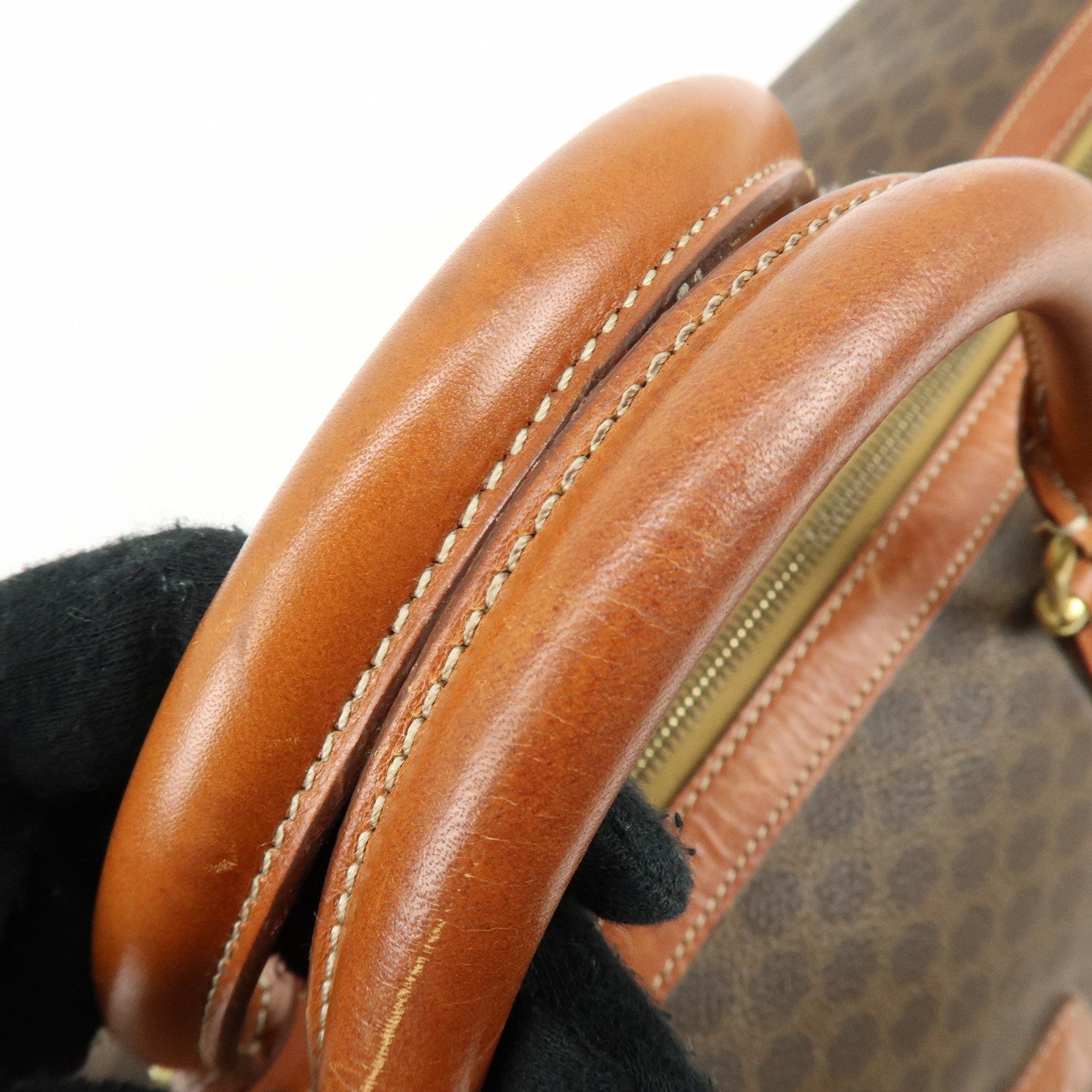 CELINE Macadam PVC Leather Boston Bag Hand Bag Brown