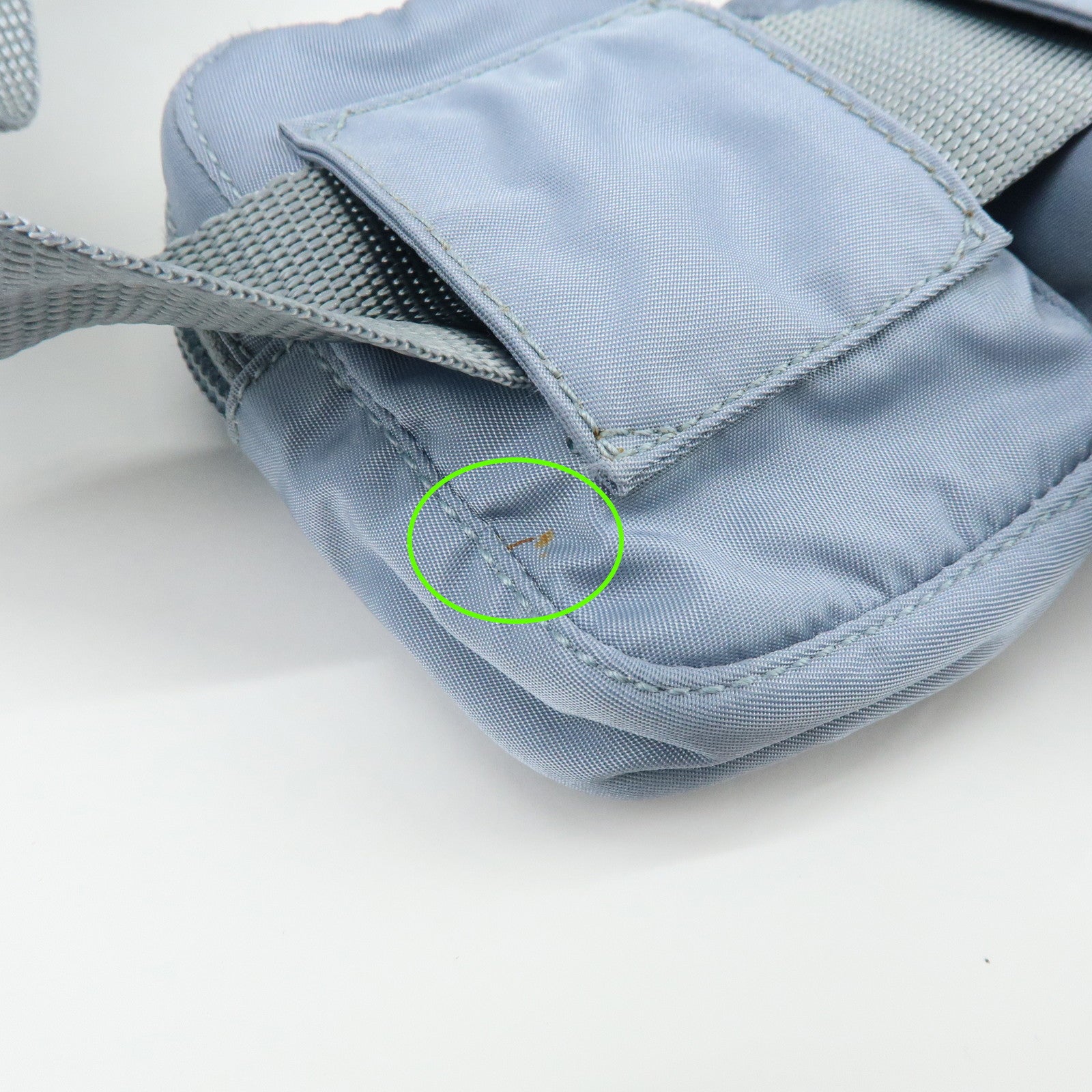 PRADA Triangle Logo Nylon Leather Waist Bag Body Bag Light Blue