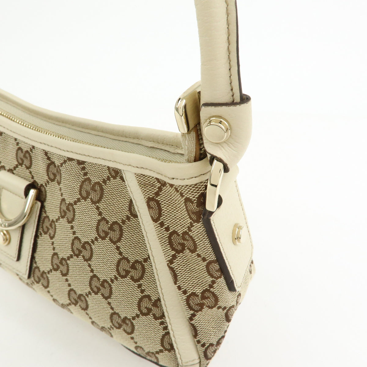 GUCCI Abbey GG Canvas Leather Mini Shoulder Bag Beige Ivory 130939