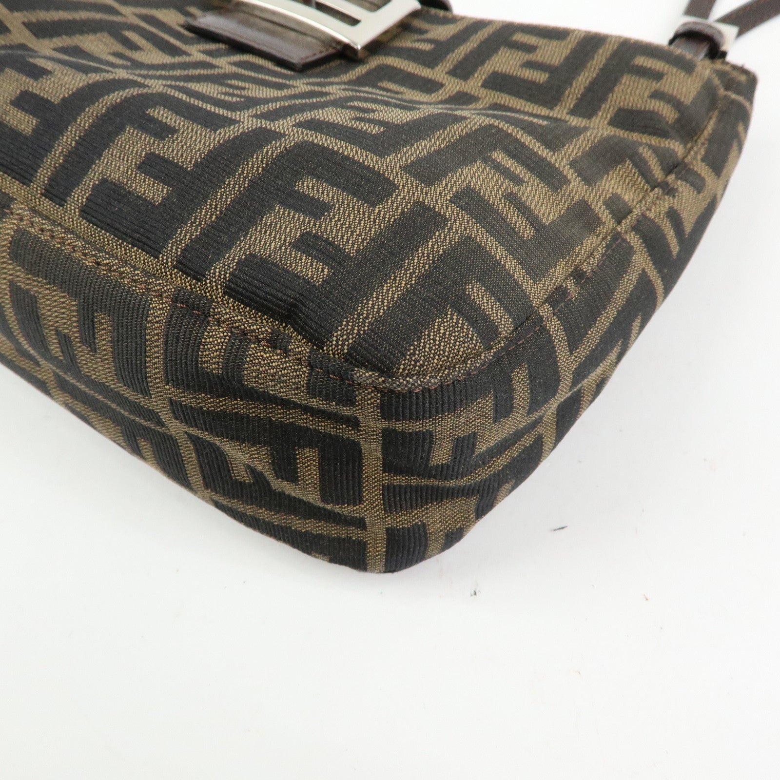 FENDI Zucca Canvas Leather Shoulder Bag Hand Bag Brown Black 26728