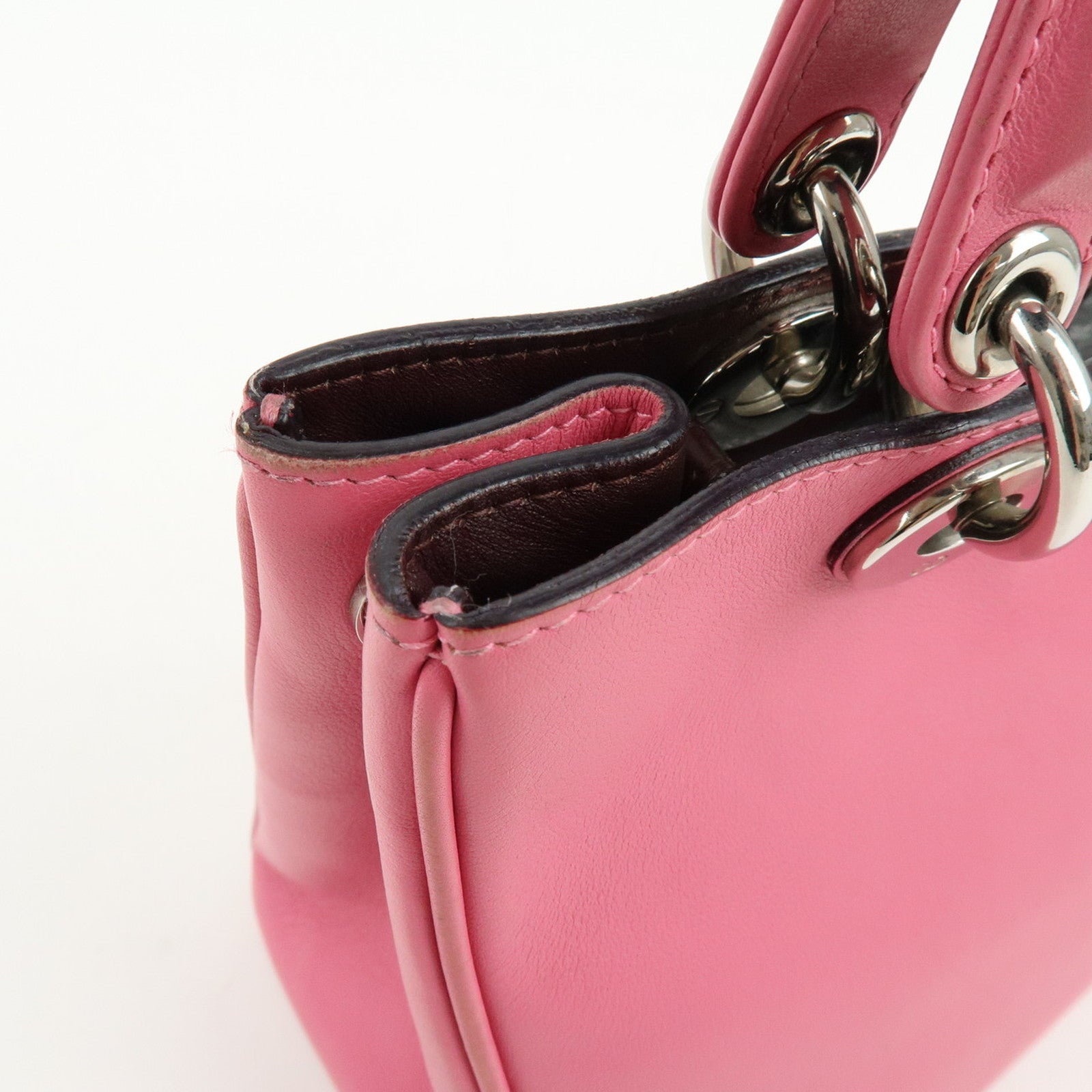 Christian Dior Diorissimo Leather 2Way Bag Hand Bag Shoulder Bag Pink