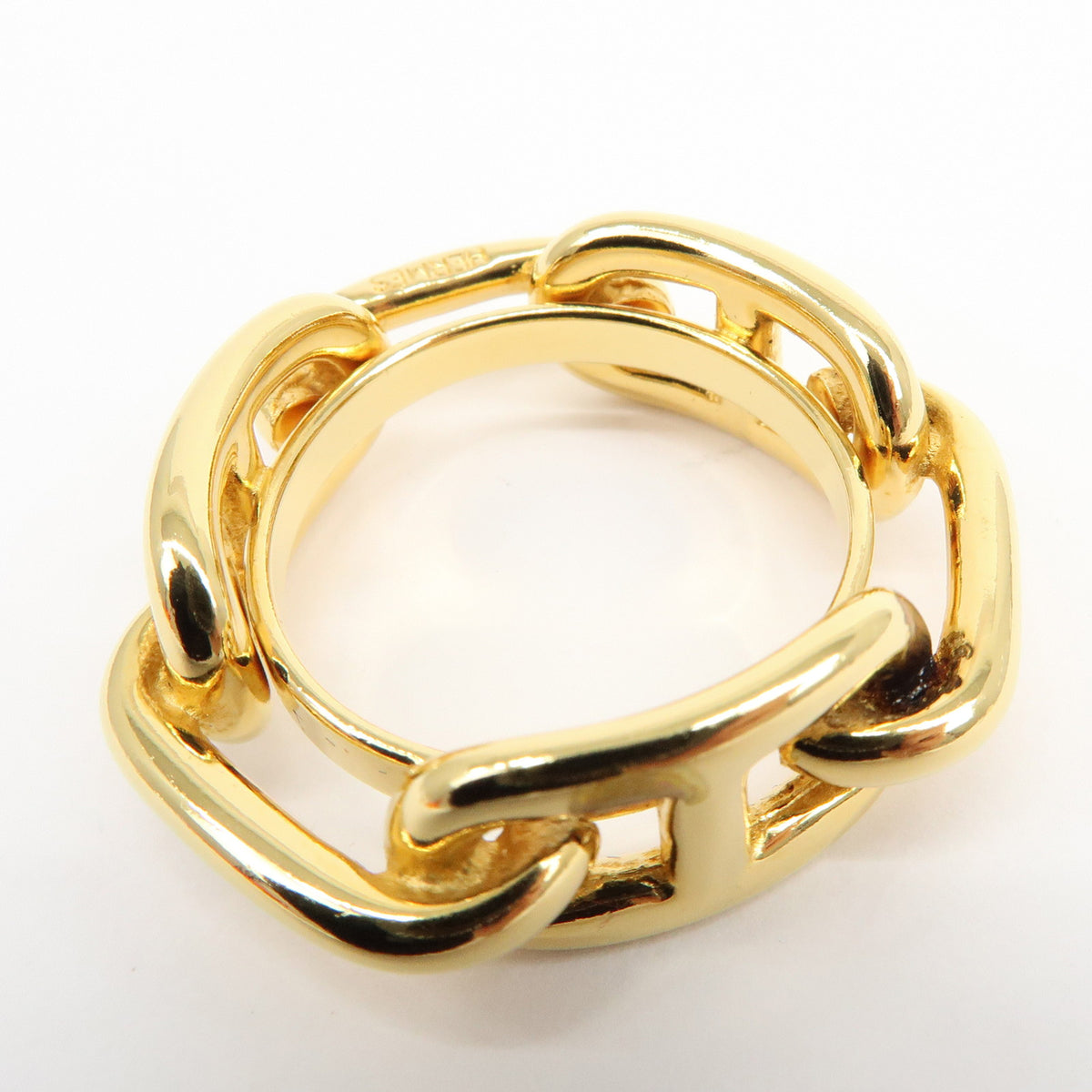 HERMES Lot of 2 Chaine d'Ancre Enchainee Cosmos Metal Scarf Ring Gold
