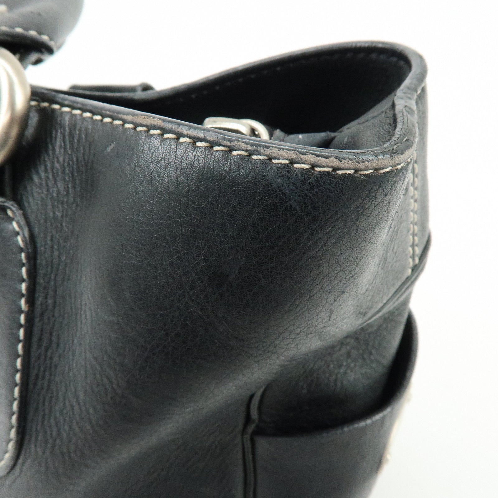 CELINE Macadam Boogie Bag Leather Hand Bag Tote Bag Black