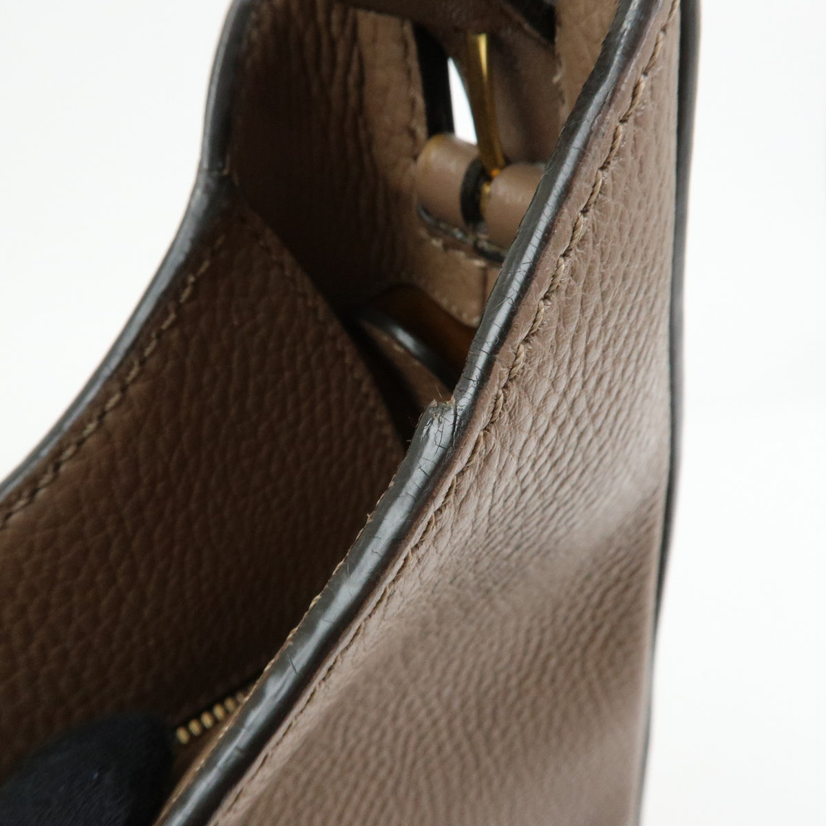 TOD'S  Oboe Leather Shoulder Bag Hand Bag Taupe Brown