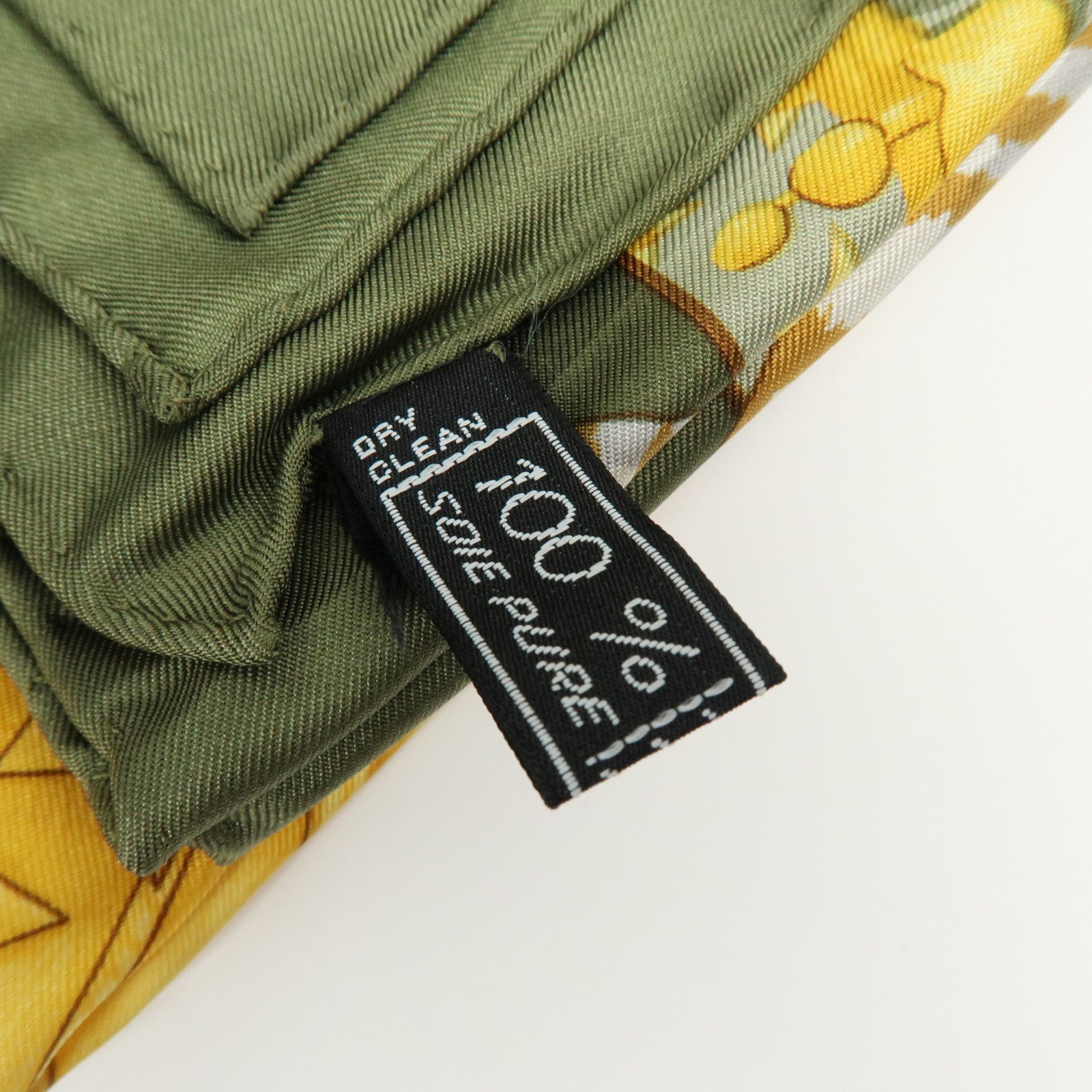 CELINE Silk100% Tiger Print Baroque Motif Scarf Shawl Green Yellow