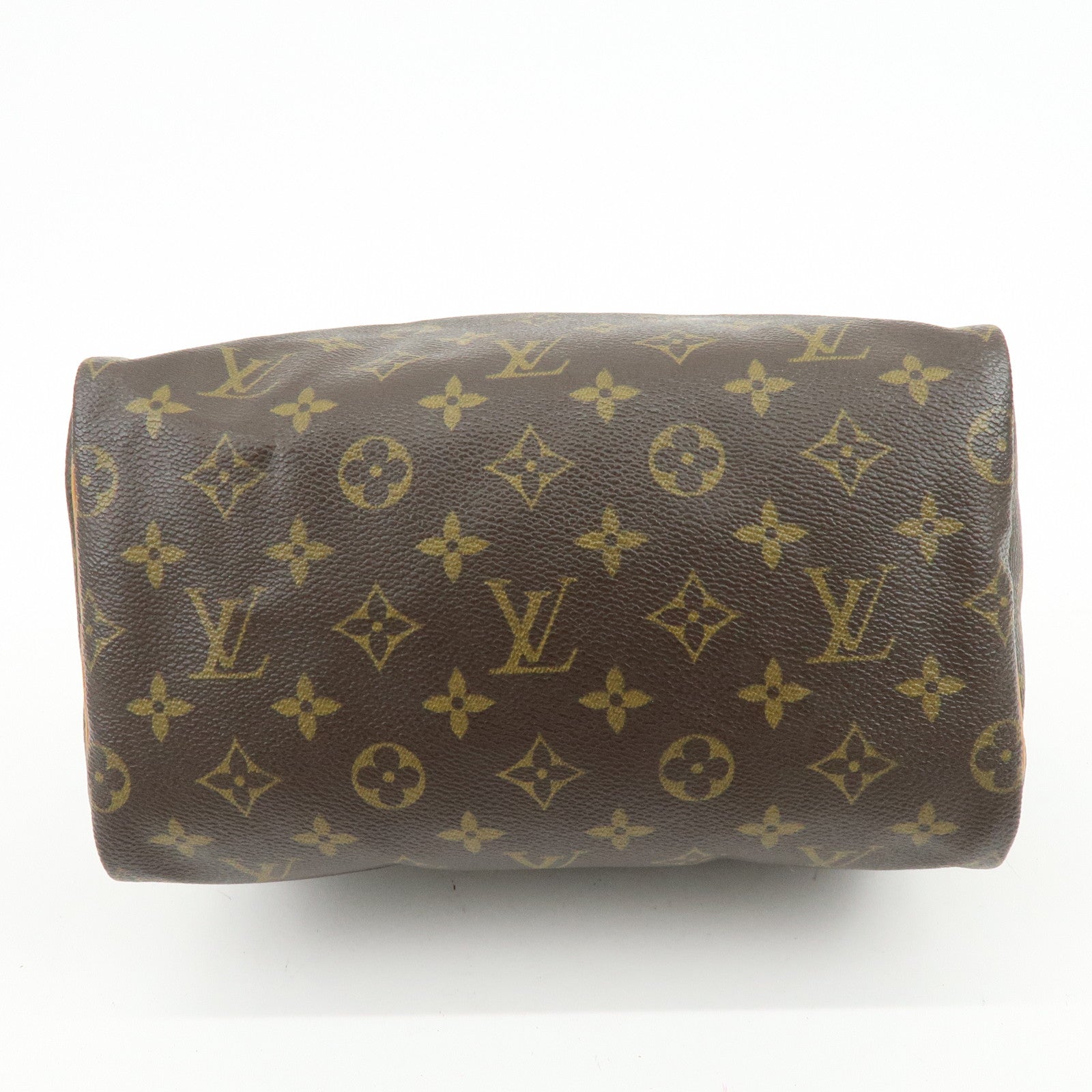 Louis Vuitton Monogram Speedy 25 Canvas Leather Boston Bag Brown M41528