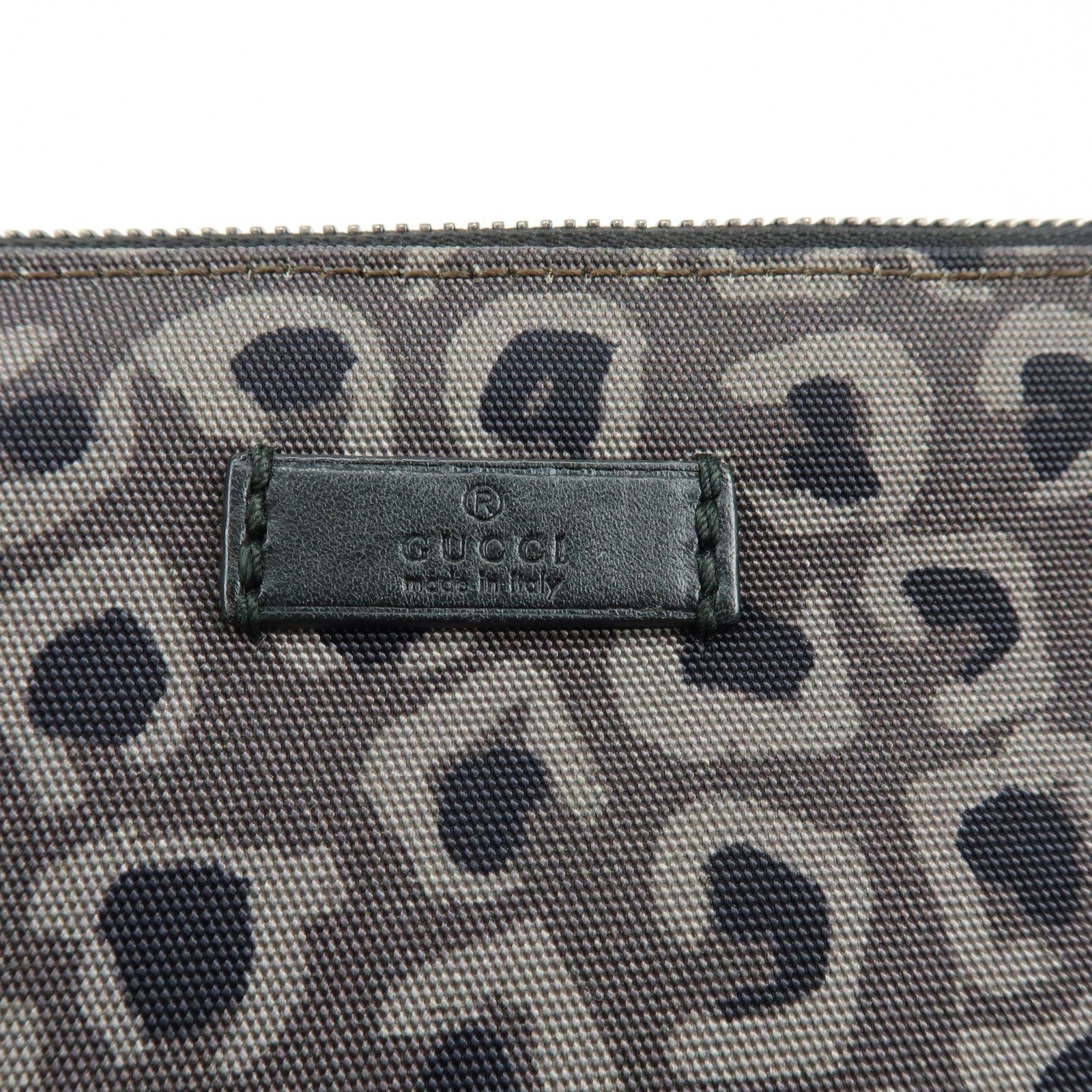 GUCCI Canvas Leather Clutch Bag Leopard Grey Black 353478