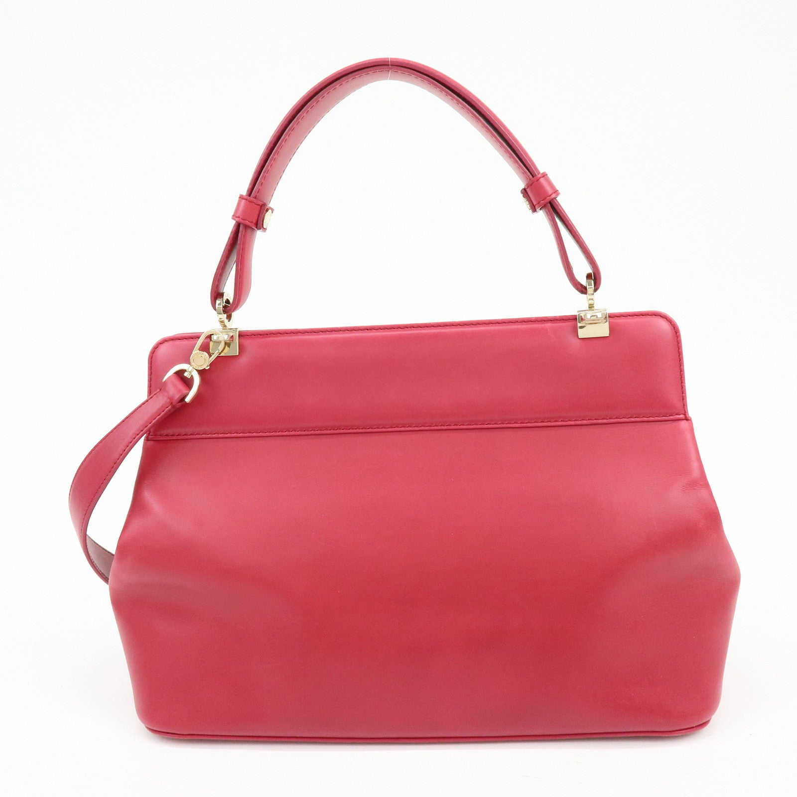 BVLGARI Isabella Rossellini Leather 2Way Bag Hand Bag Magenta