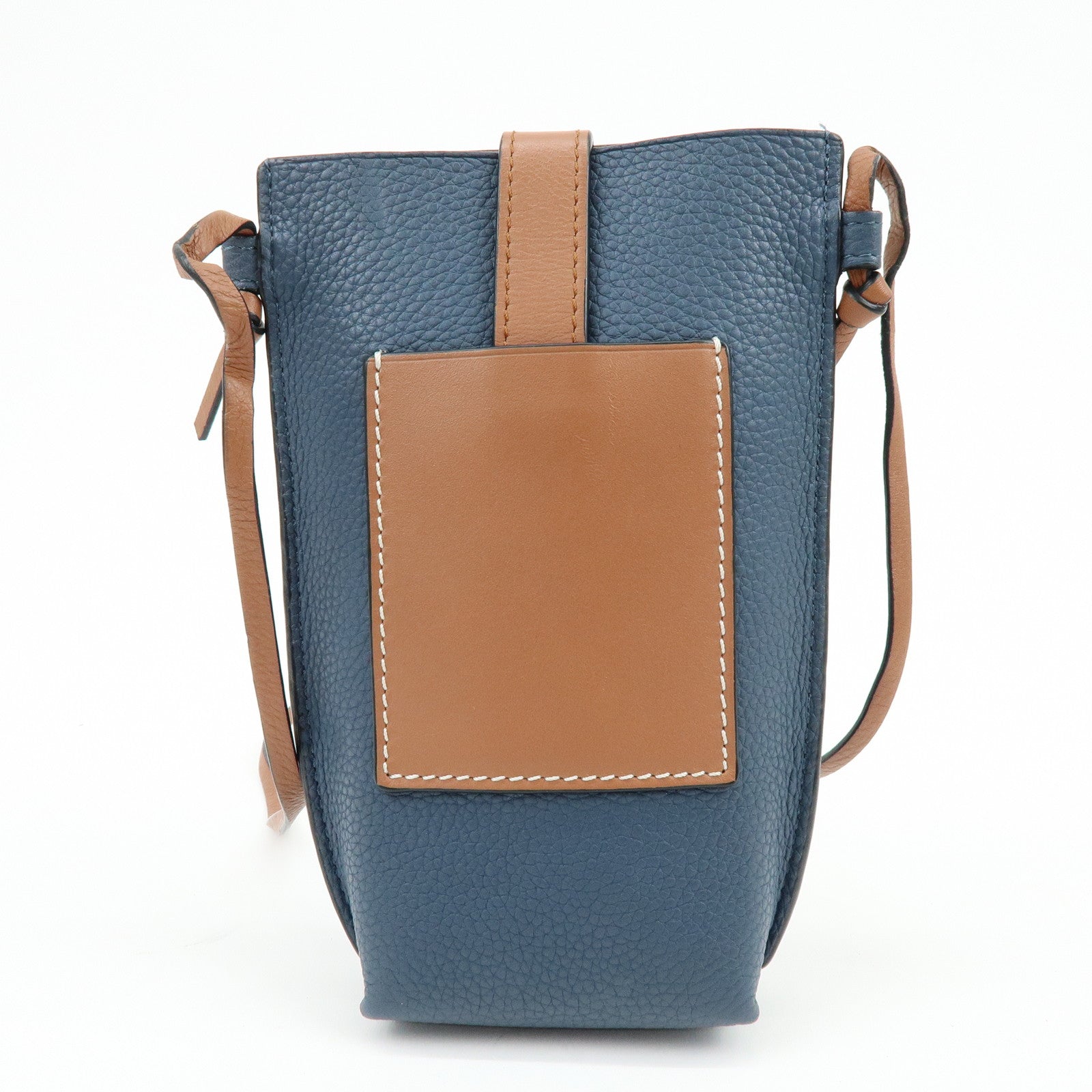 LOEWE Anagram Leather Mini Shoulder Bag Crossbody Bag Blue Brown