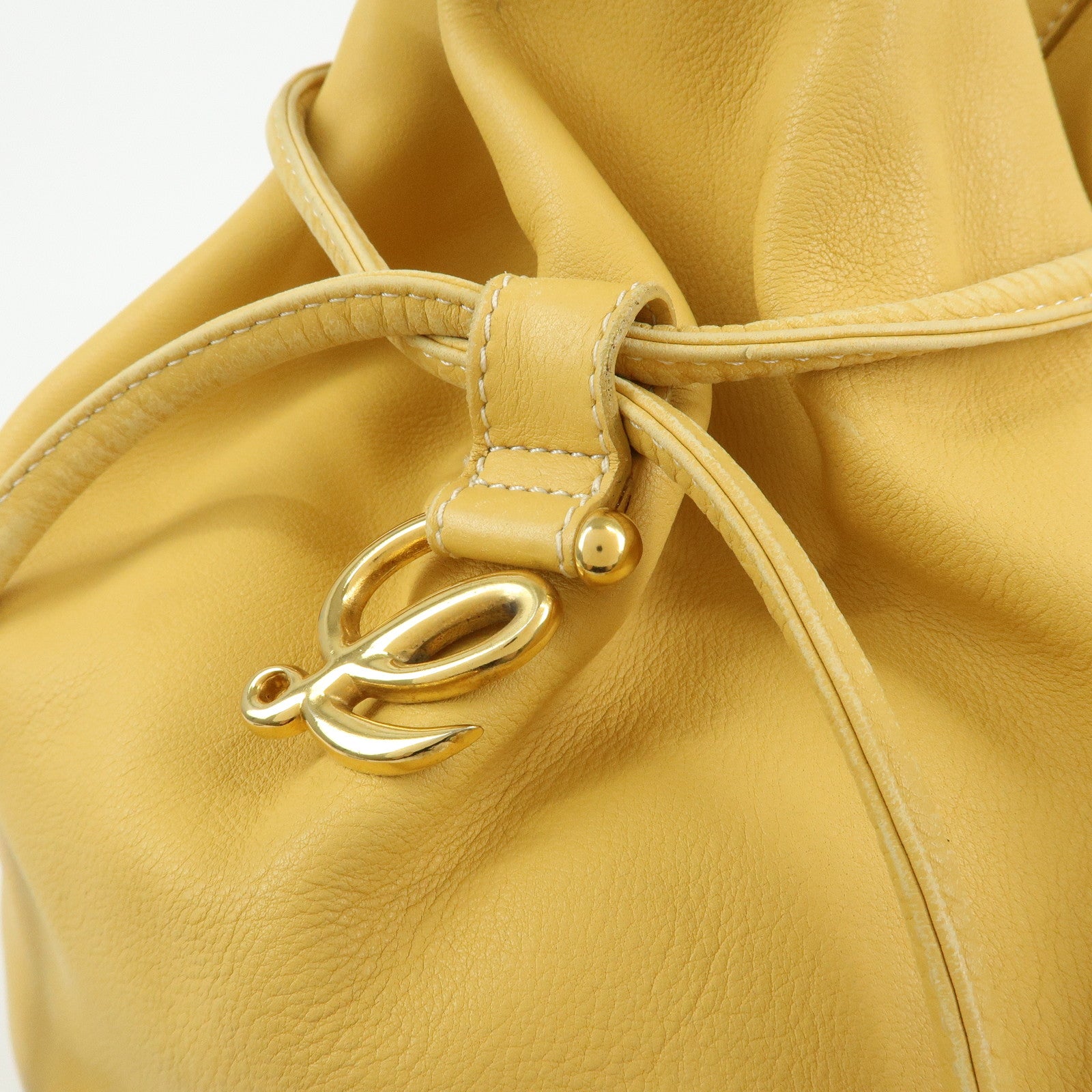 LOEWE Anton Anagram Leather Shoulder Bag Backpack Rucksack Mustard