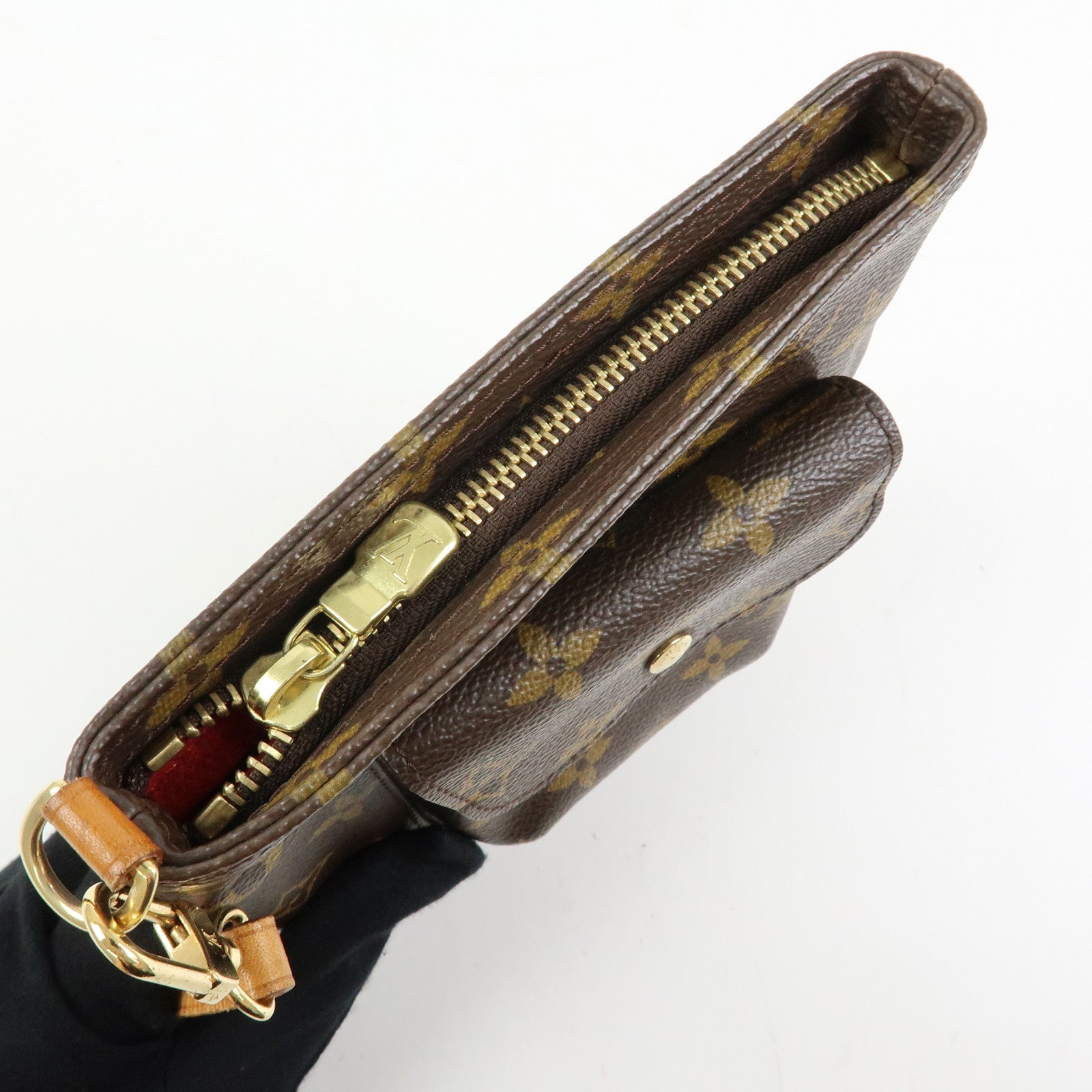 Louis Vuitton Monogram Partition Pouch Wristlet Bag Brown M51901