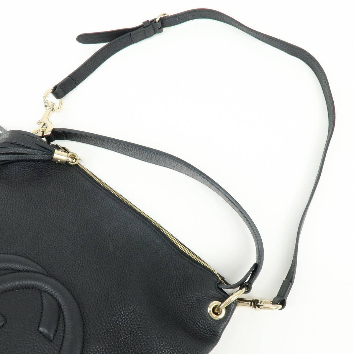GUCCI SOHO Interlocking G Leather 2Way Hand Shoulder Bag Black 536194