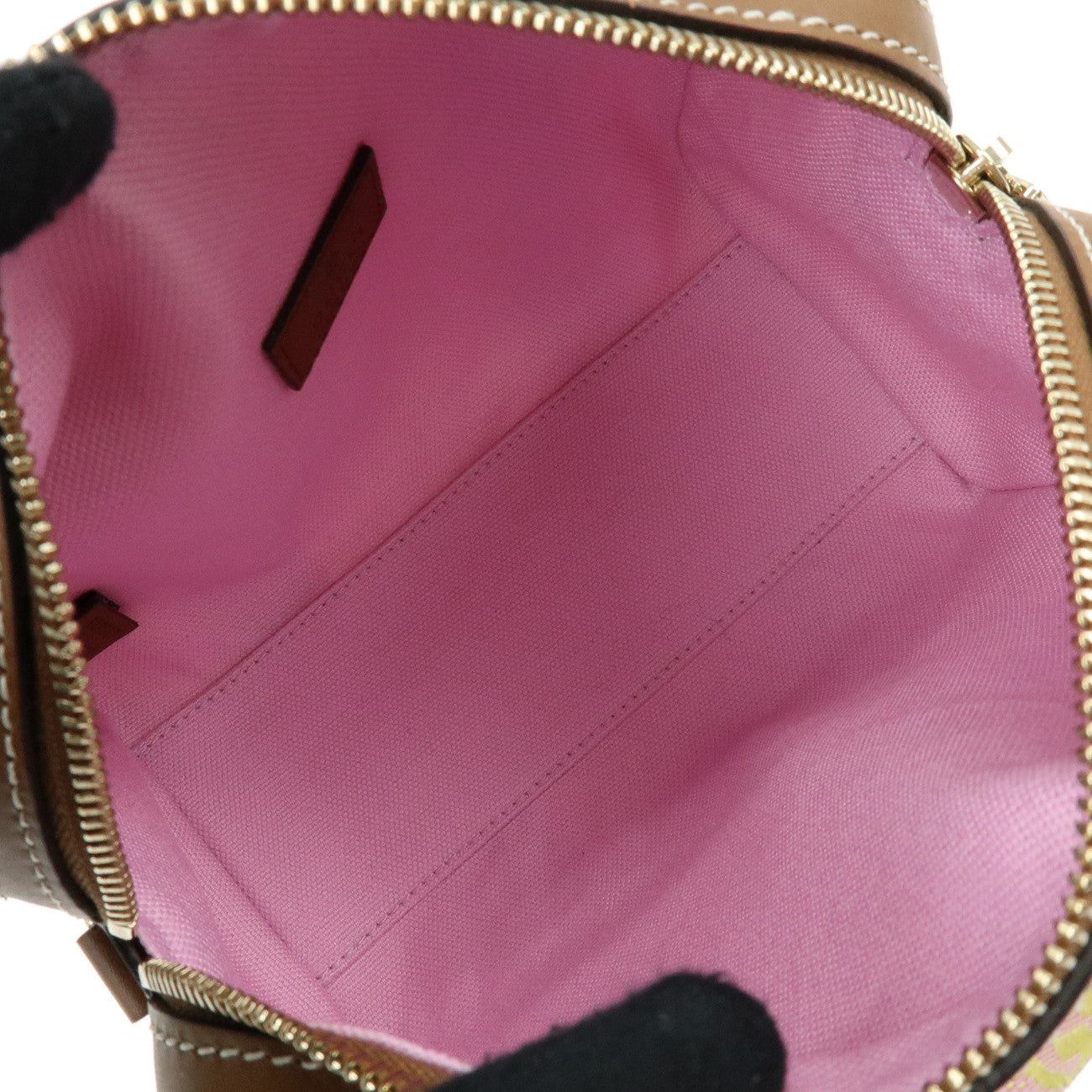 GUCCI Sherry GG Canvas Leather 2Way Bag Hand Bag Pink Yellow 856055
