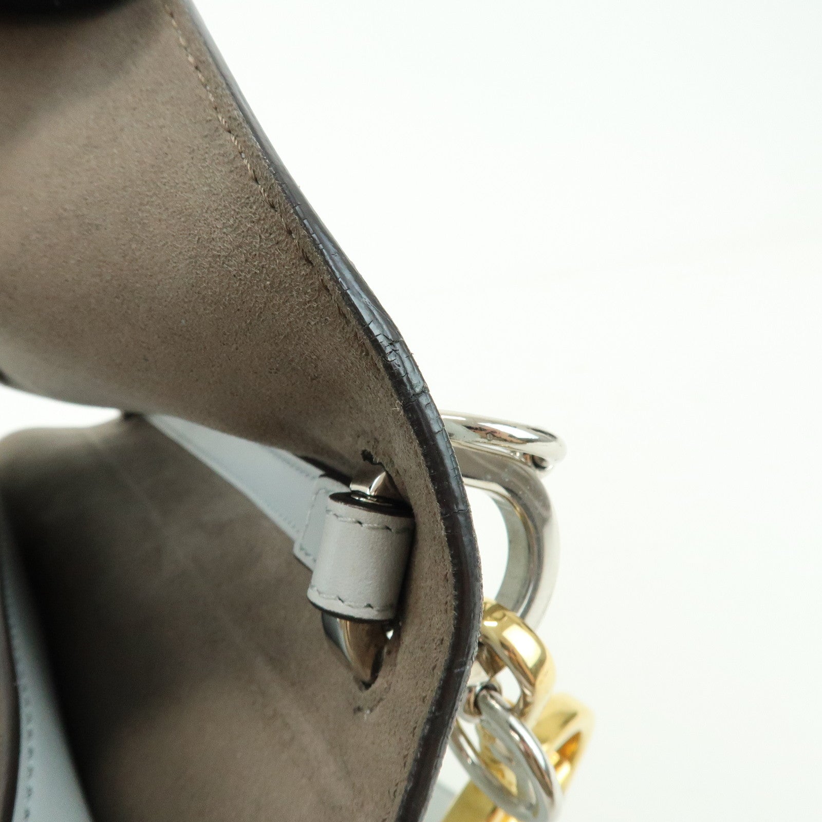 FENDI KAN I Leather 2Way Bag Shoulder Bag Hand Bag Gray