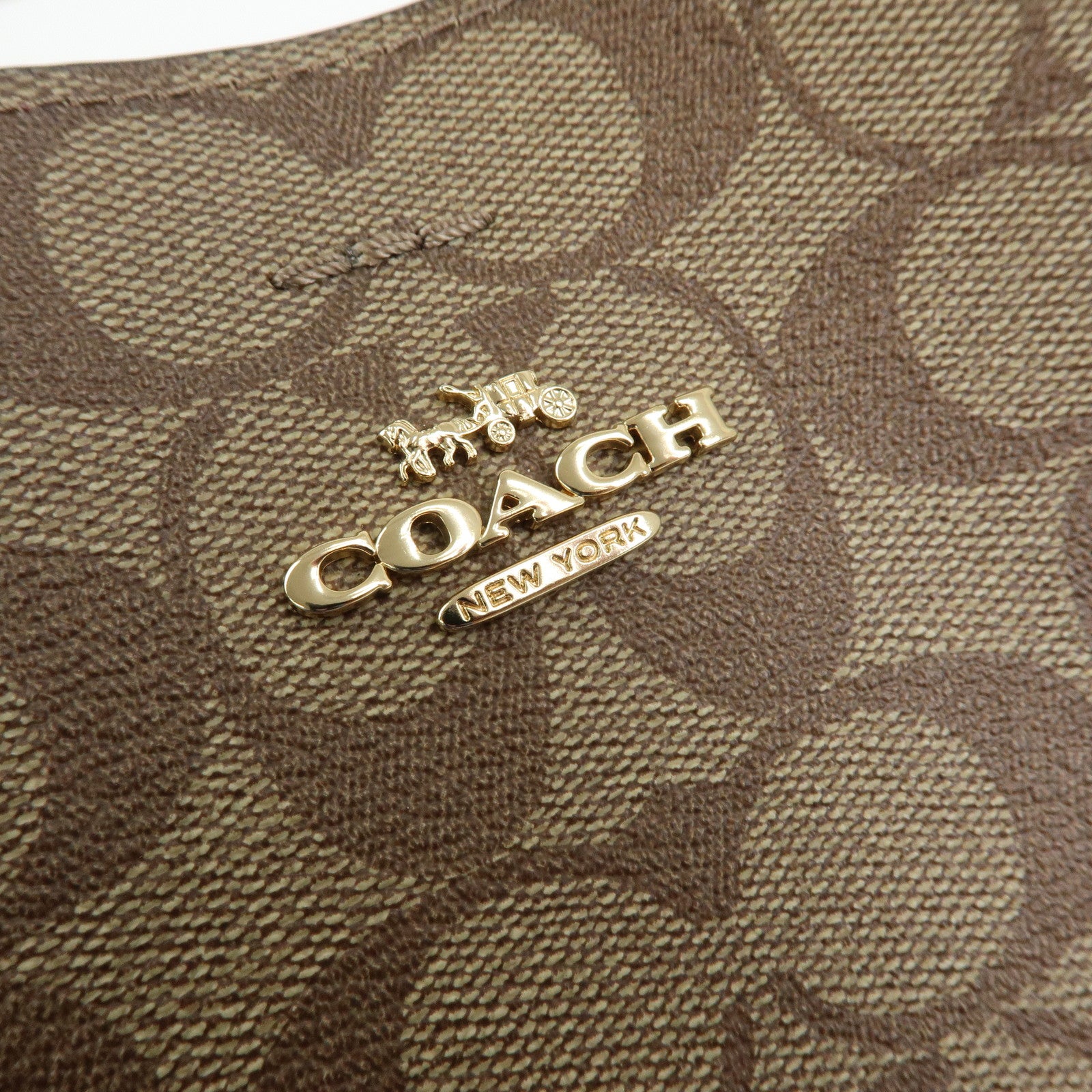 COACH Signature PVC Leather 2Way Shoulder Bag Hand Bag Beige Brown
