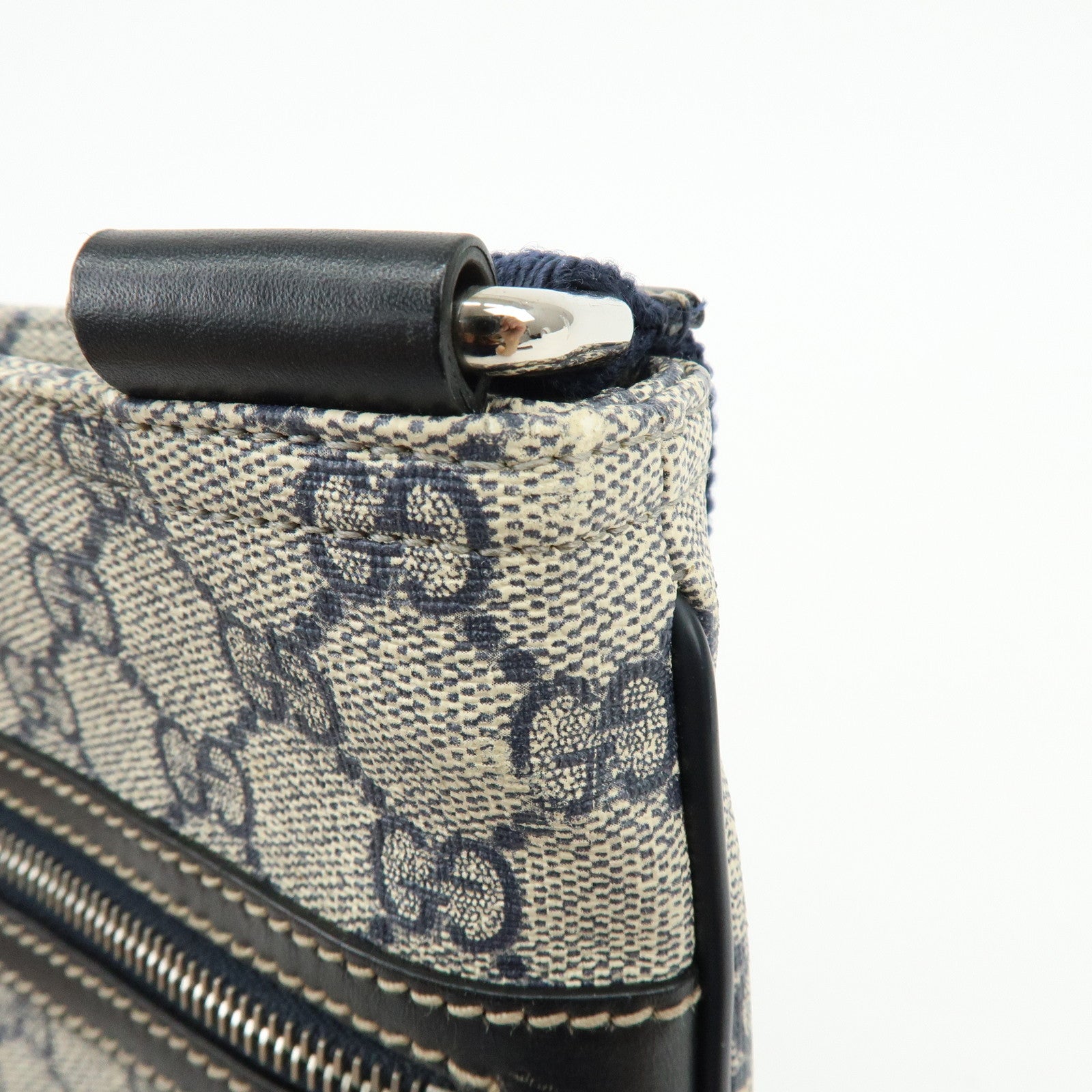 GUCCI GG Supreme Leather Shoulder Crossbody Bag Blue Beige 295257