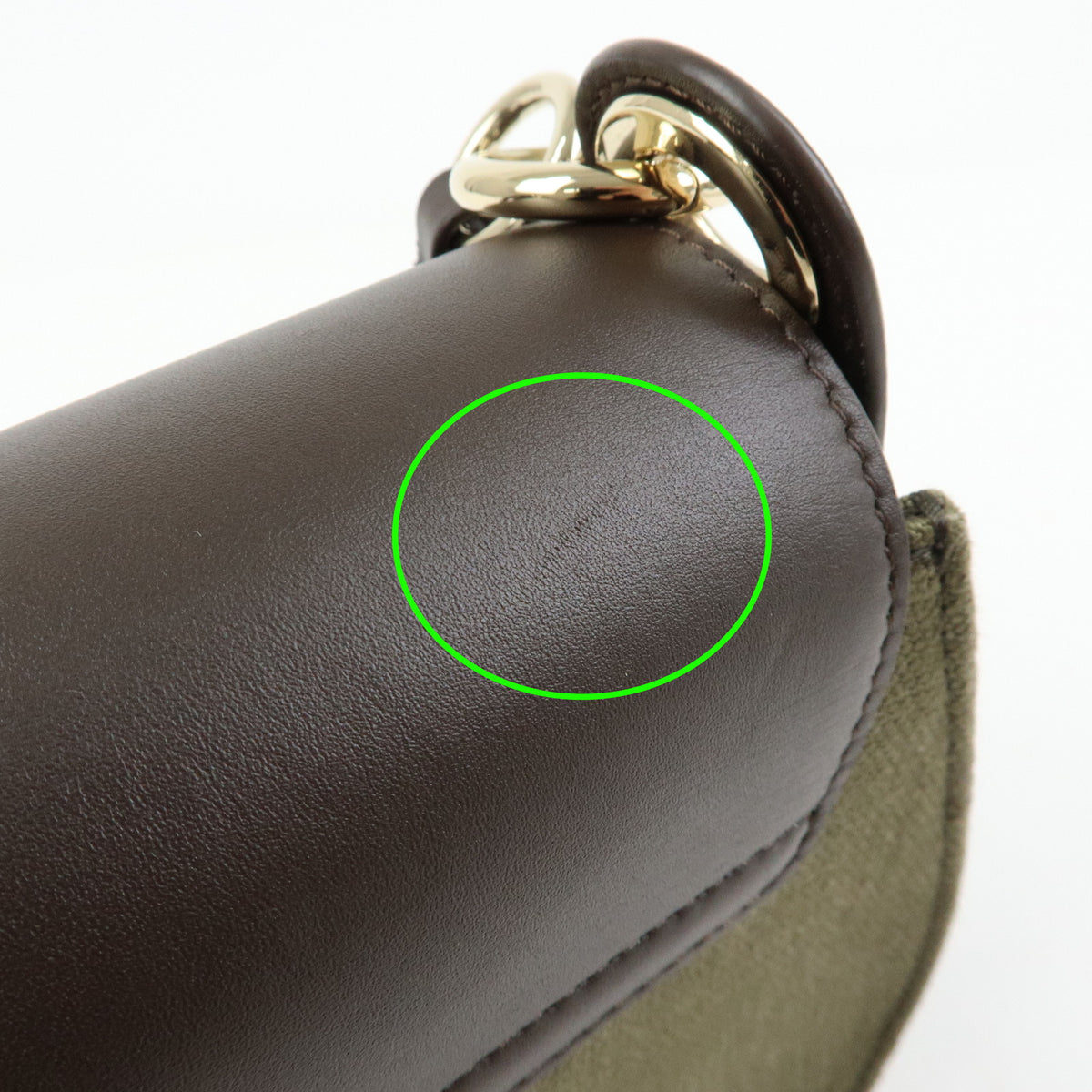 Chloe Tess Small Canvas Leather 2Way Bag Hand Bag Brown Green