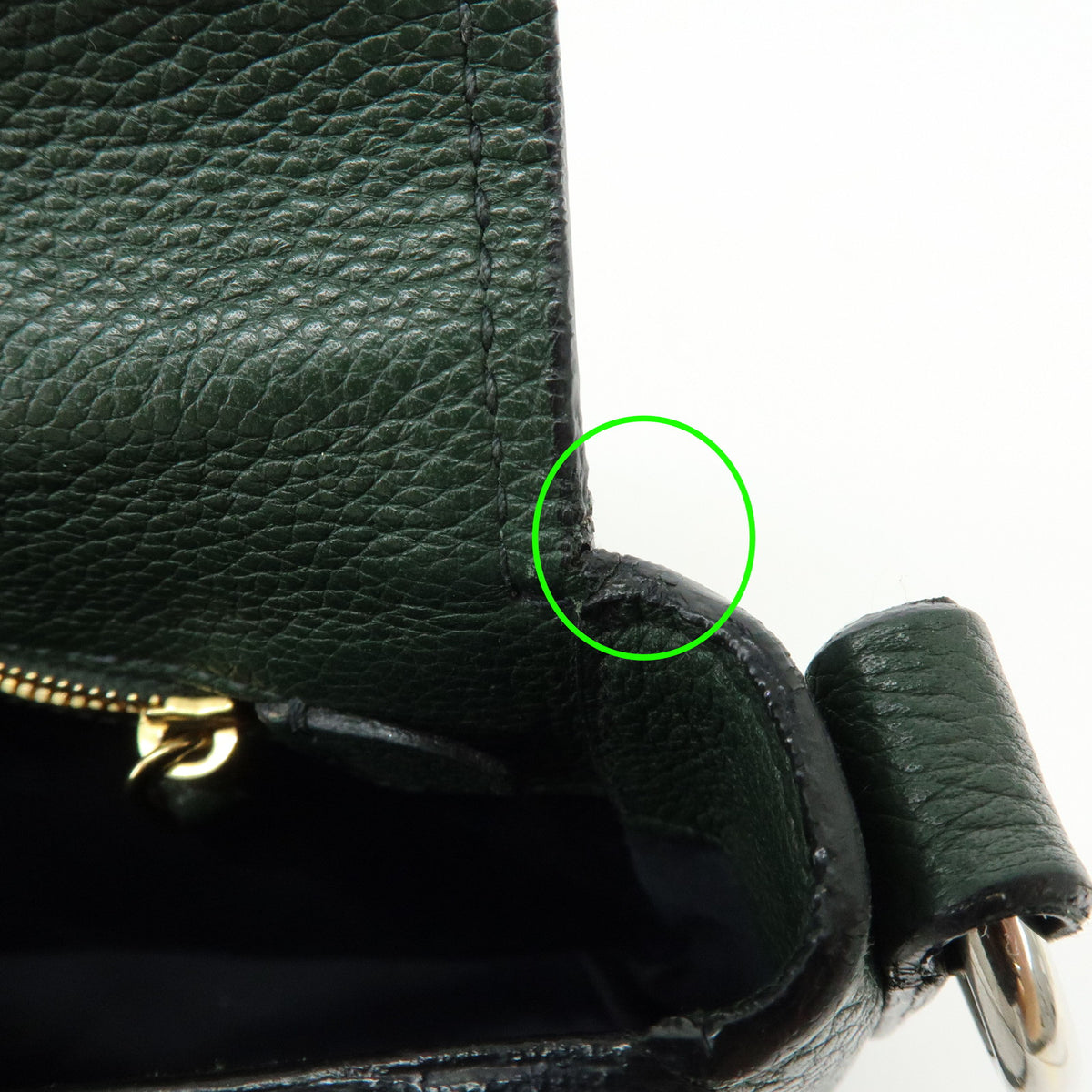MIU MIU Madras Leather Shoulder Bag Dark Green RT0638