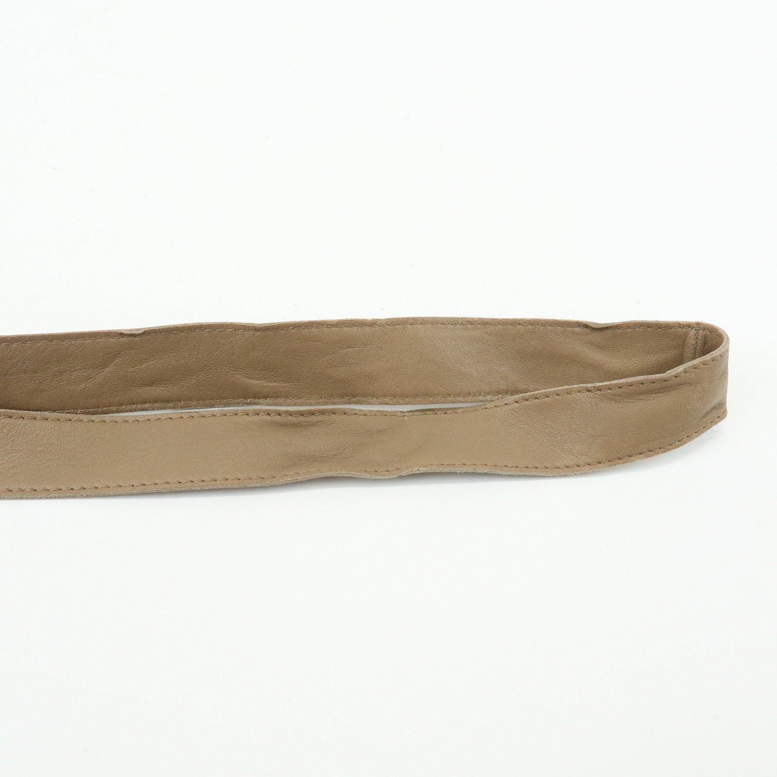 HERMES Leather Clou de Selle Shoulder Bag □M Stamped Beige