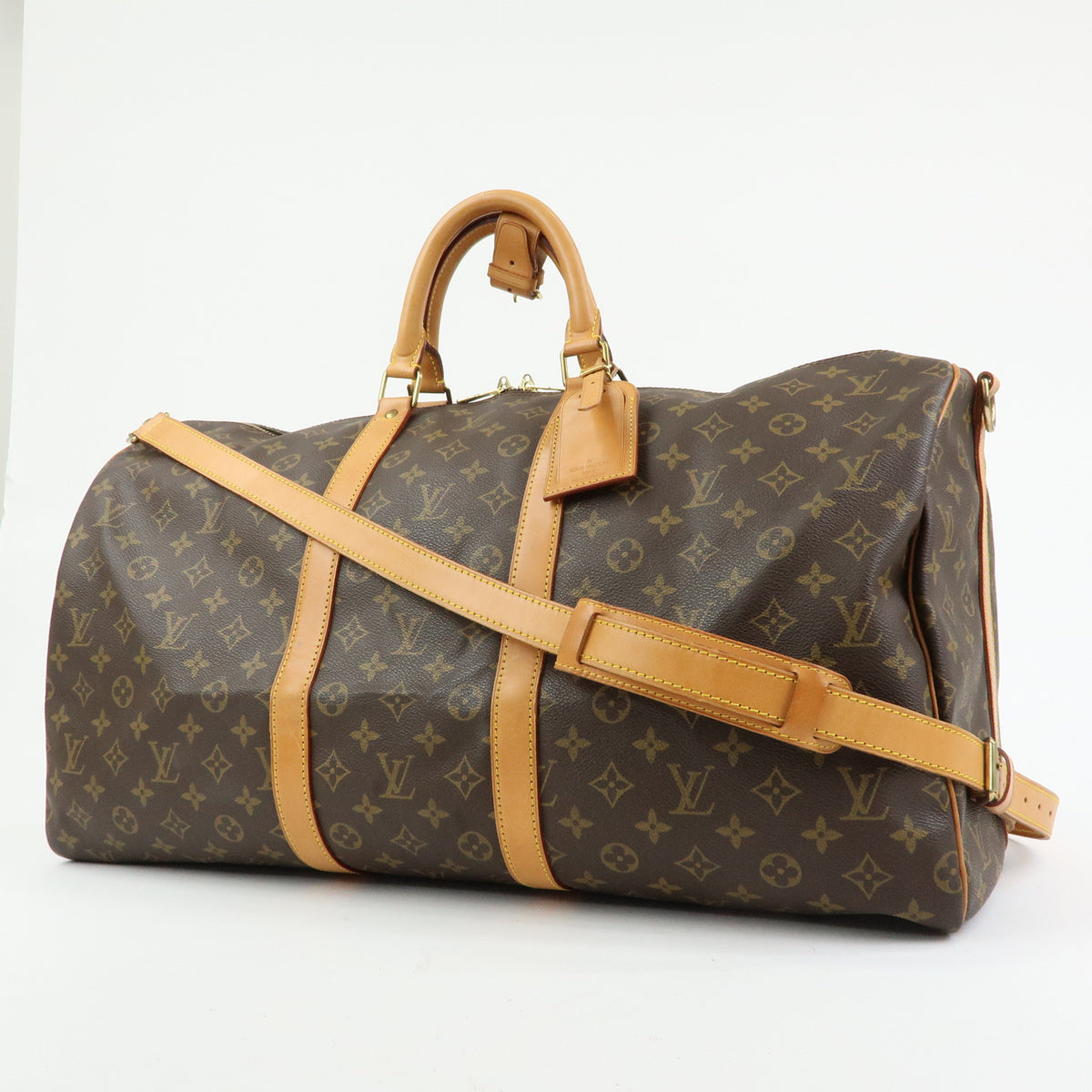 Louis Vuitton Keep All Bandouliere 55 Boston Bag Brown M41414