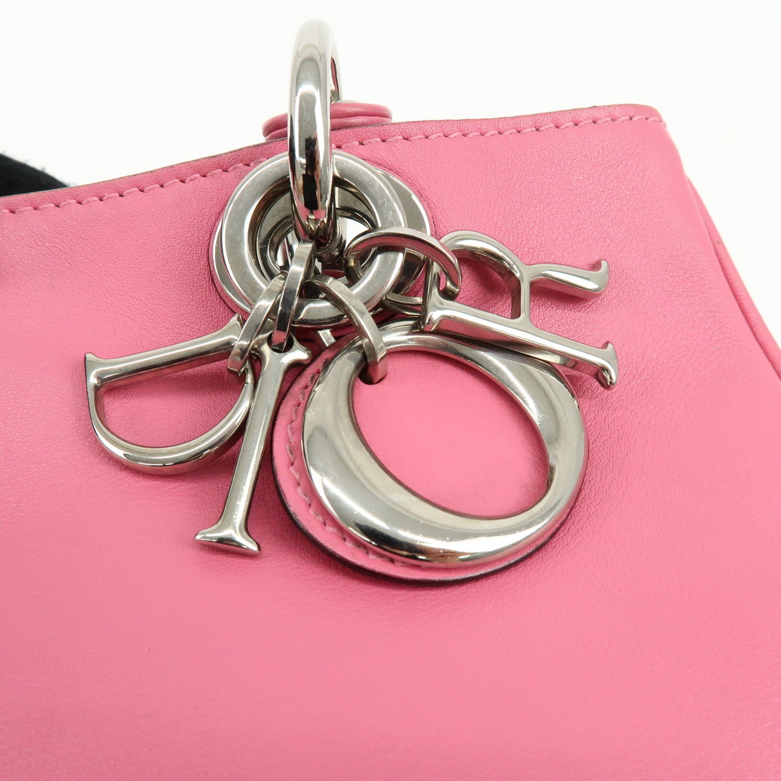 Christian Dior Diorissimo Leather 2Way Bag Hand Bag Shoulder Bag Pink