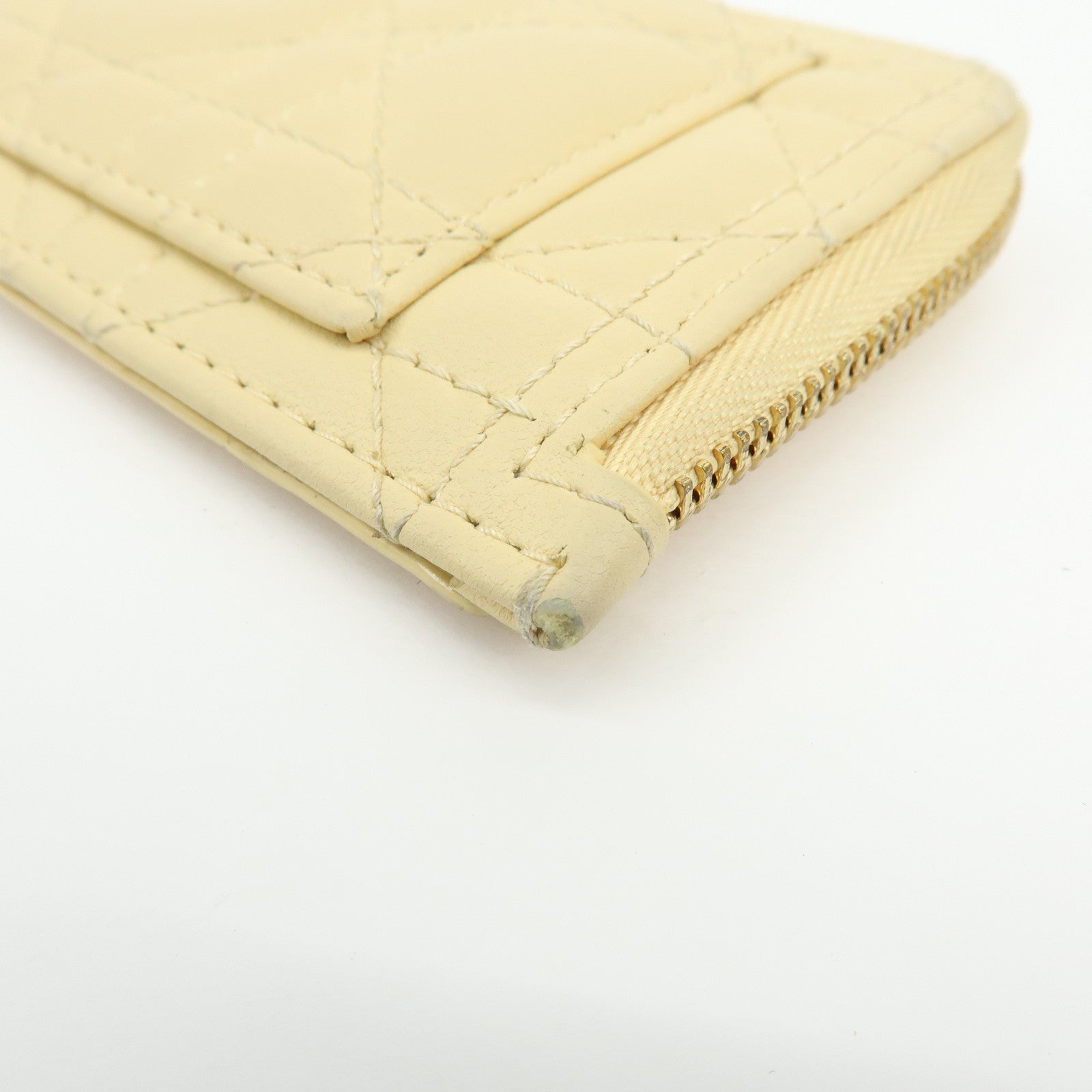 Christian Dior Lady Dior Cannage Cosmos Lambskin Card Case Yellow