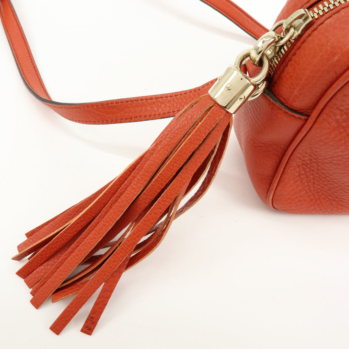 GUCCI SOHO Interlocking G Leather Chain Shoulder Bag Orange 308364