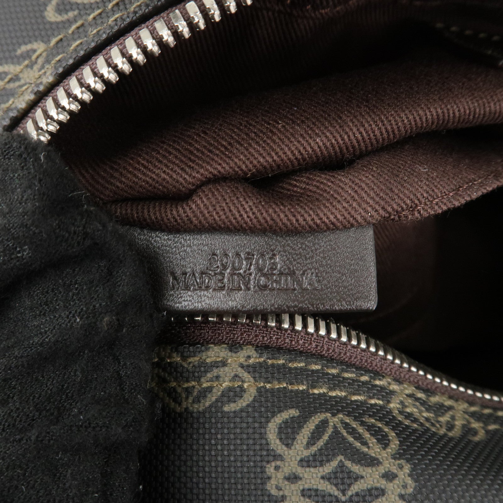 LOEWE Repeat Anagram PVC Leather 2Way Boston Bag Hand Bag Brown Used