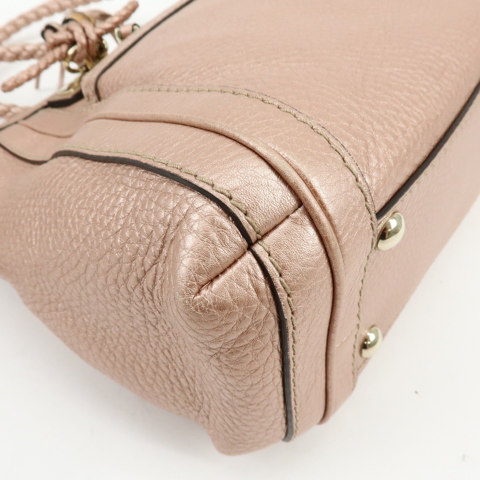 GUCCI Bamboo Interlocking G Leather 2Way Bag Hand Bag Pink 282300
