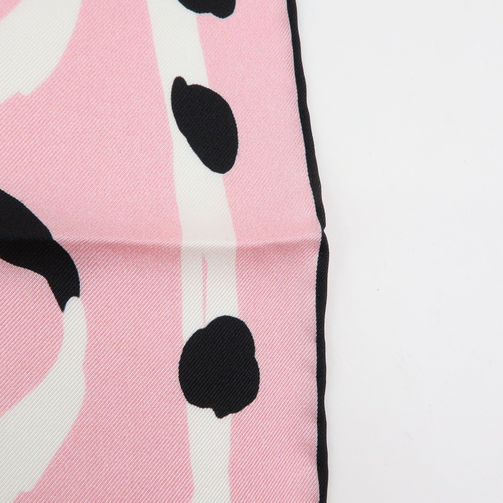 CHANEL COCO Mark Silk 100% Scarf Pink Black White
