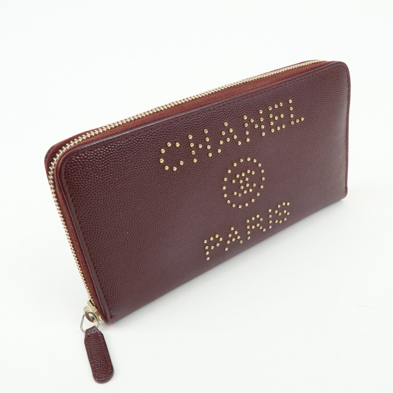 CHANEL Deauville COCO Mark Caviarskin Round Zippy Long Wallet A82281