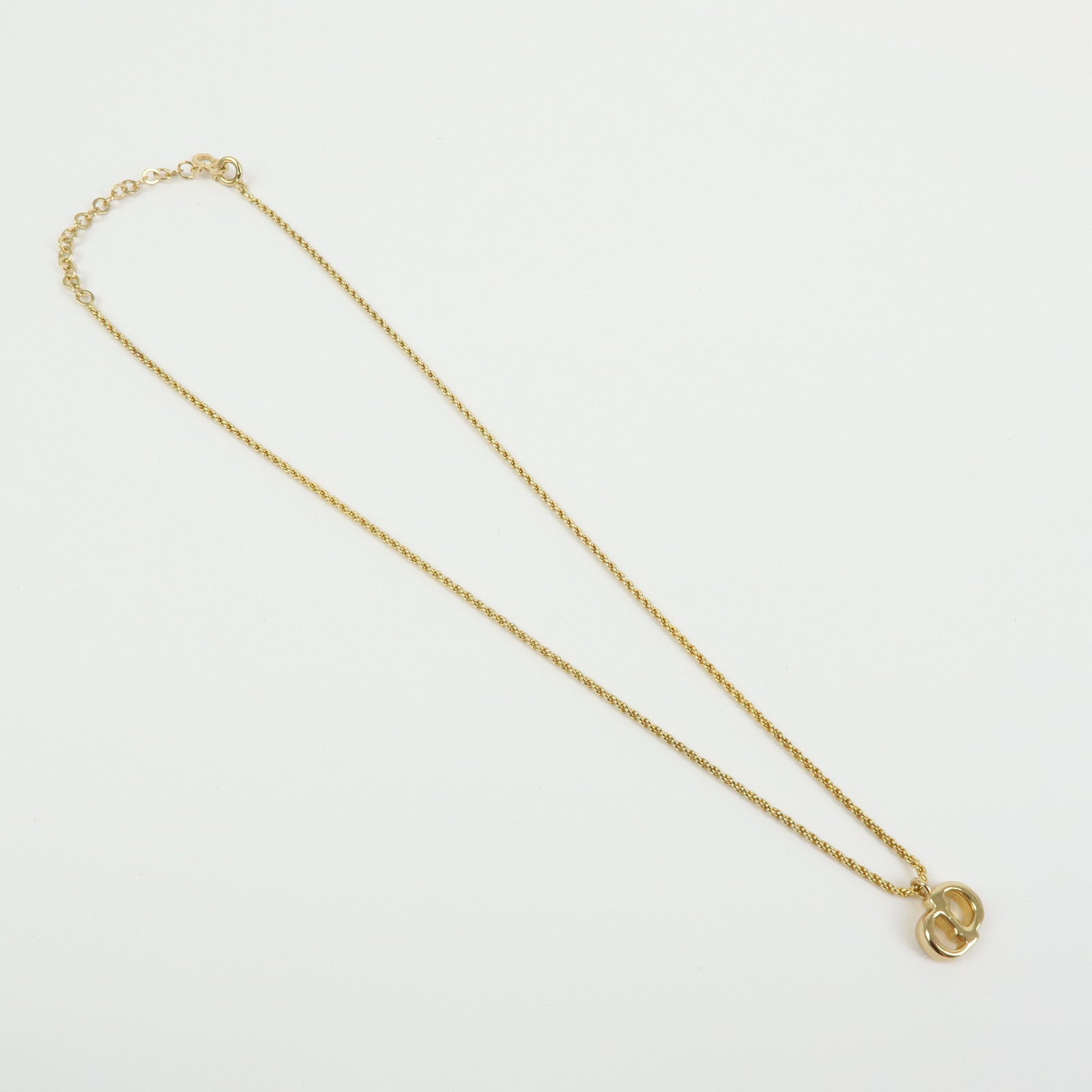 Christian Dior CD Logo Metal Necklace Choker Gold