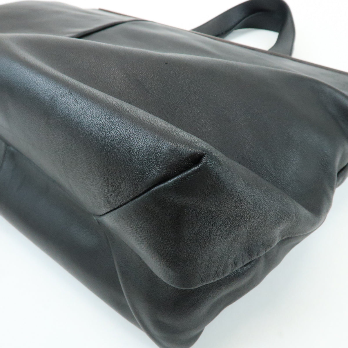 LOEWE Nappa Leather Wood Hand Bag Tote Bag Black Brown