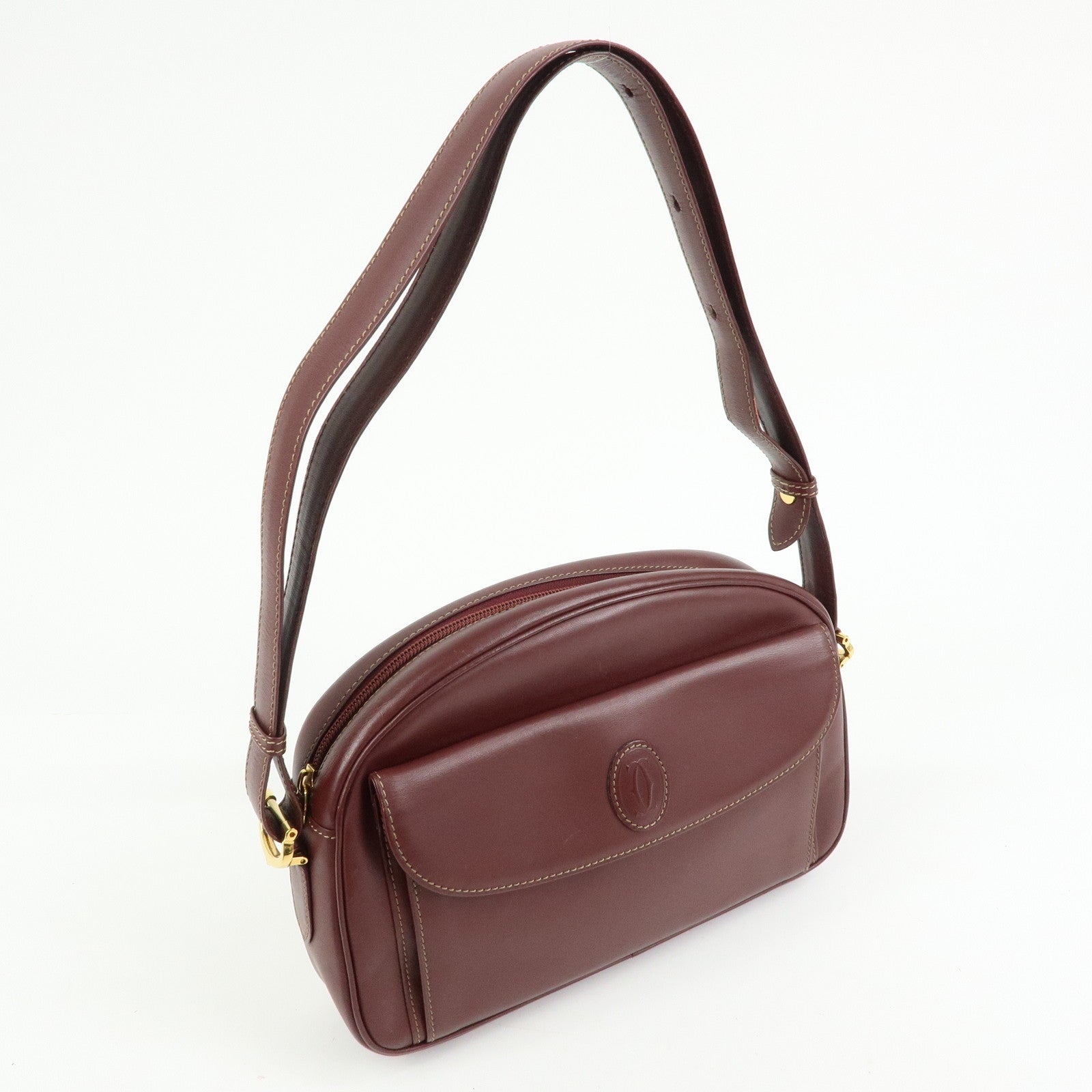 Cartier Must de Cartier Leather Shoulder Bag Bordeaux