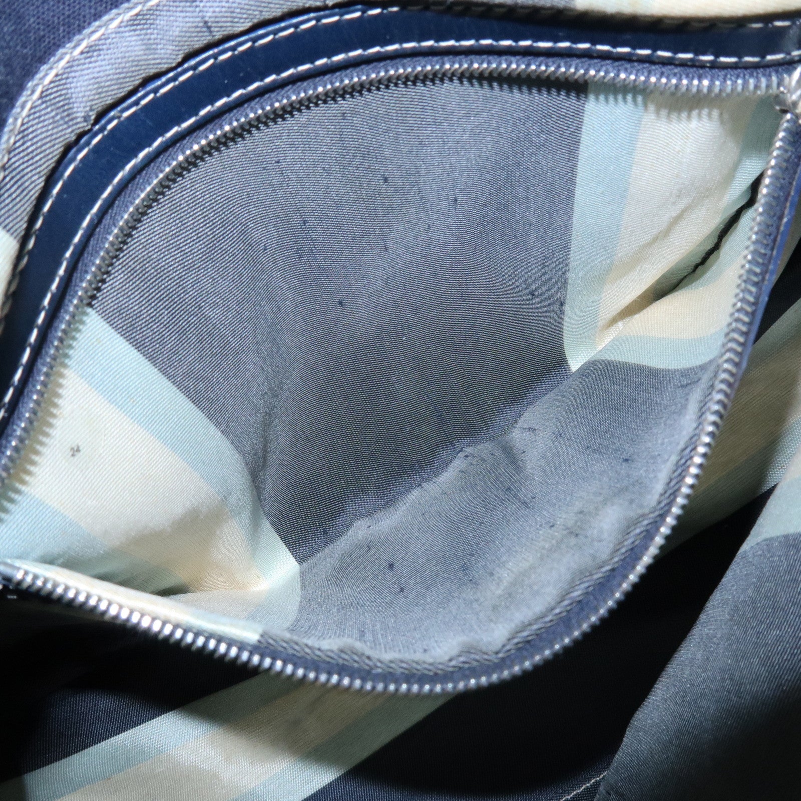 FENDI Mamma Baguette Canvas Shoulder Bag Marble Motif Navy  8BR001