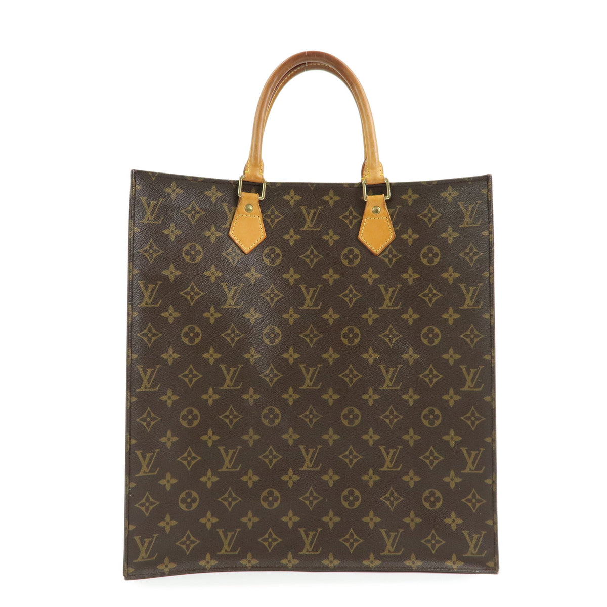 Louis Vuitton Monogram Sac Plat Tote Bag Hand Bag Brown M51140