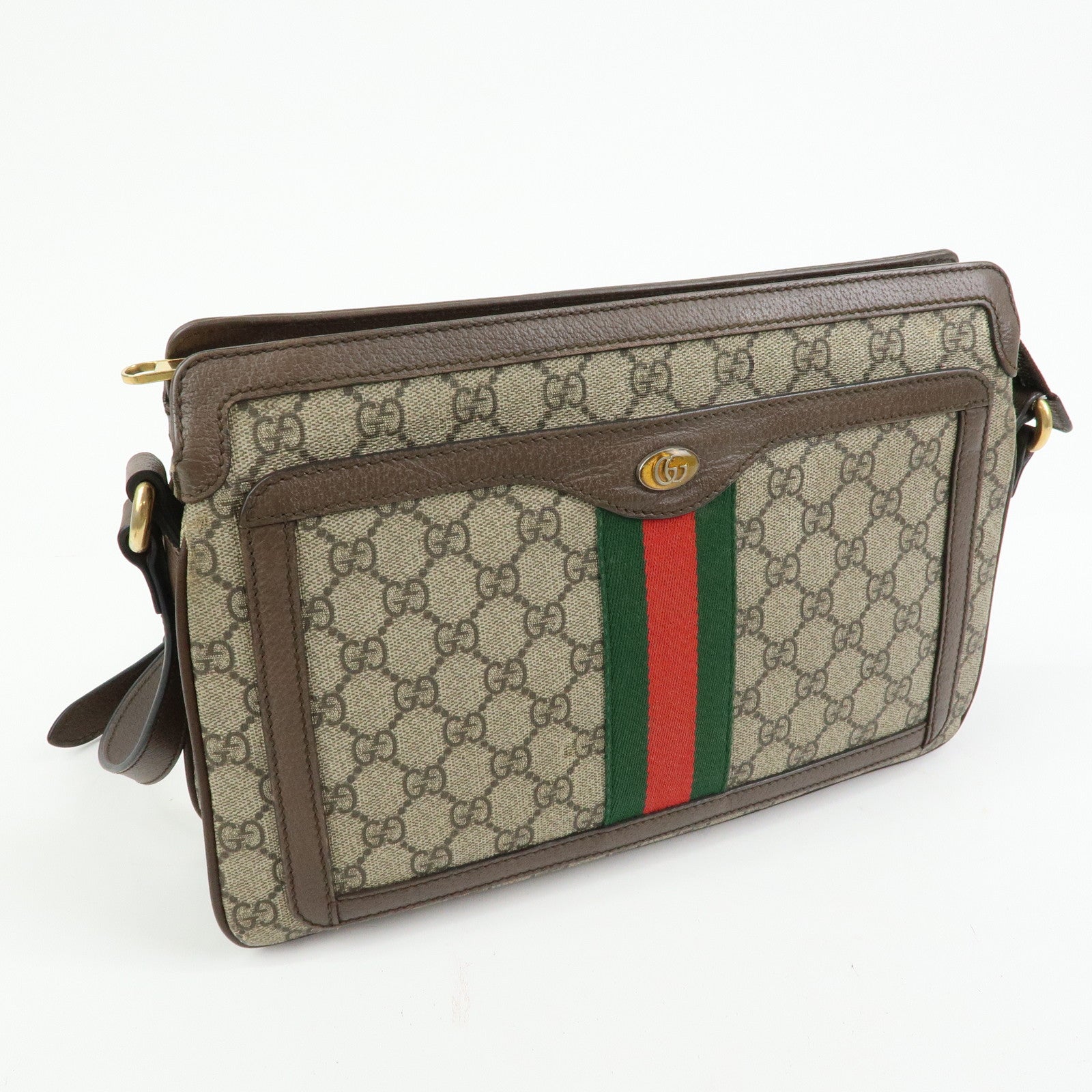 GUCCI Ophidia Sherry GG Supreme Leather Shoulder Bag Beige Brown 523354